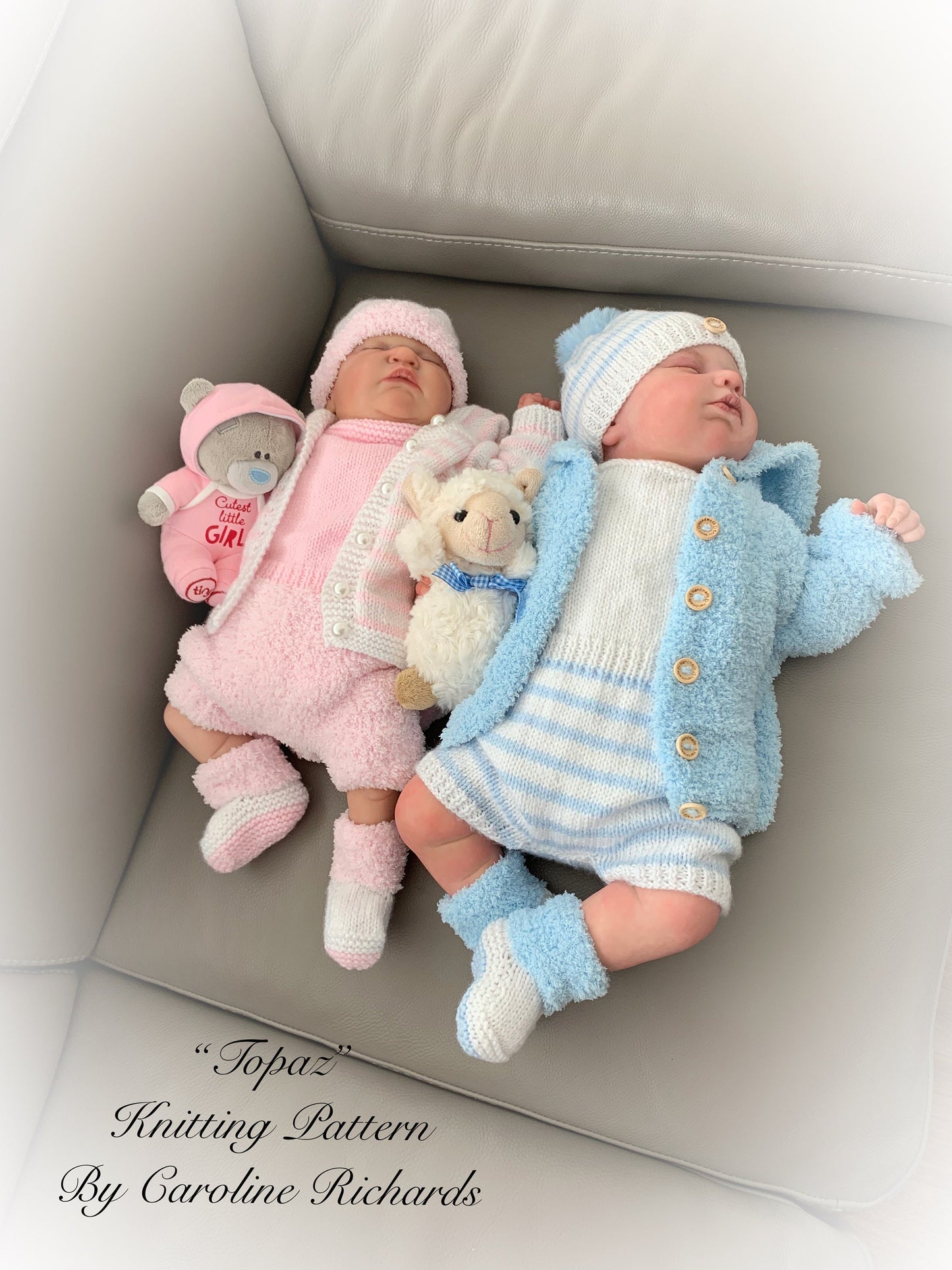 "Topaz” 4 Piece Set Knitting pattern for Reborn doll 18-22” or 0-3 Mth Old Baby