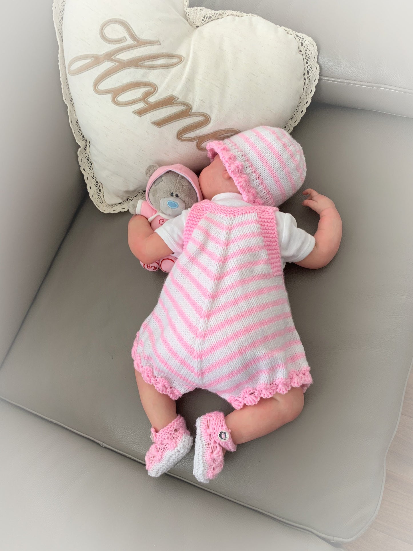 "Violets” 4 Piece Set Knitting pattern for Reborn doll 18-22” or 0-3 Mth Old Baby