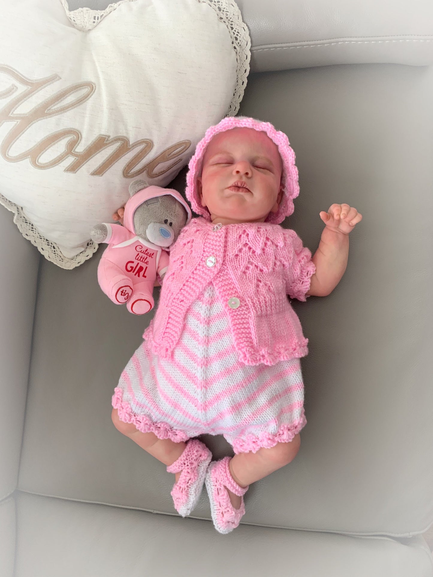 "Violets” 4 Piece Set Knitting pattern for Reborn doll 18-22” or 0-3 Mth Old Baby