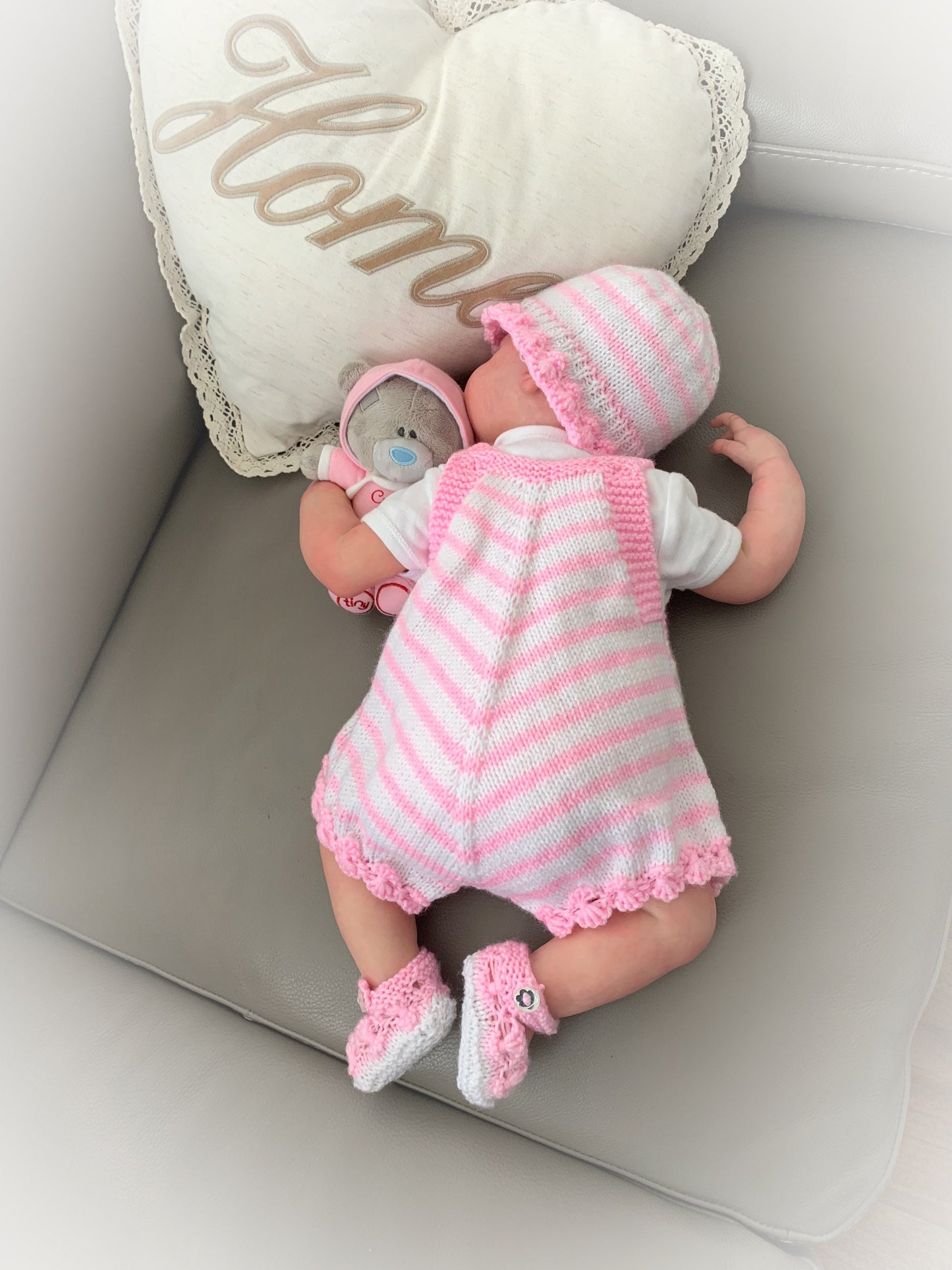 "Violets” 4 Piece Set Knitting pattern for Reborn doll 18-22” or 0-3 Mth Old Baby