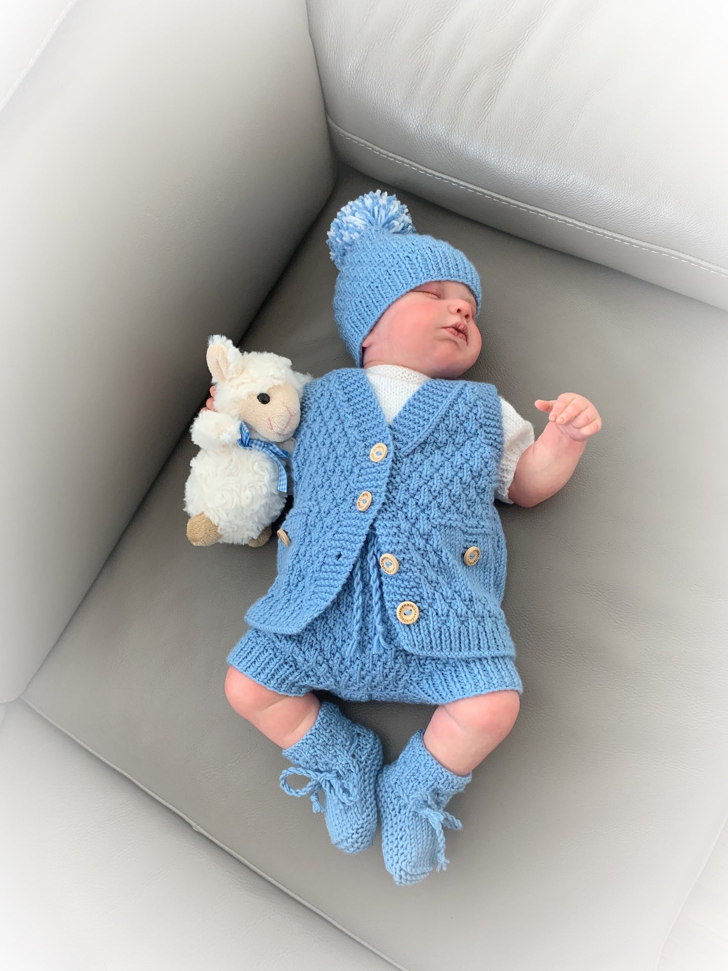 "Mustard” 4 Piece Set Knitting pattern for Reborn doll 16-22” or 0-3 Mth Old Baby