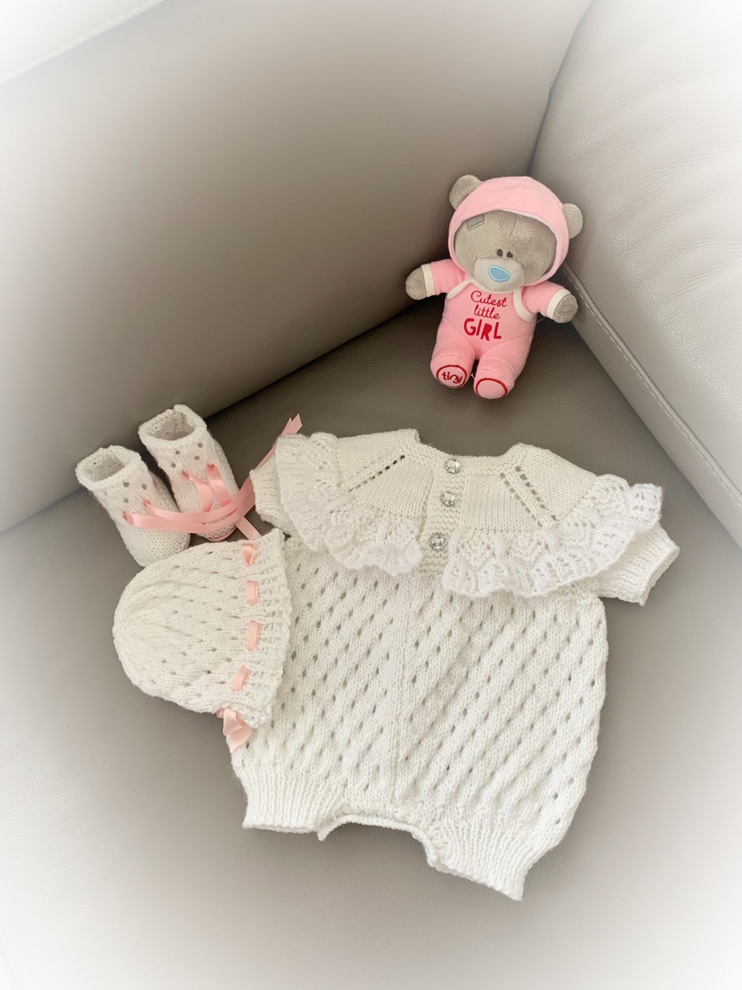 "Crystal” Romper Knitting pattern for Reborn doll 16 -22” or 0-3 Mth Old Baby