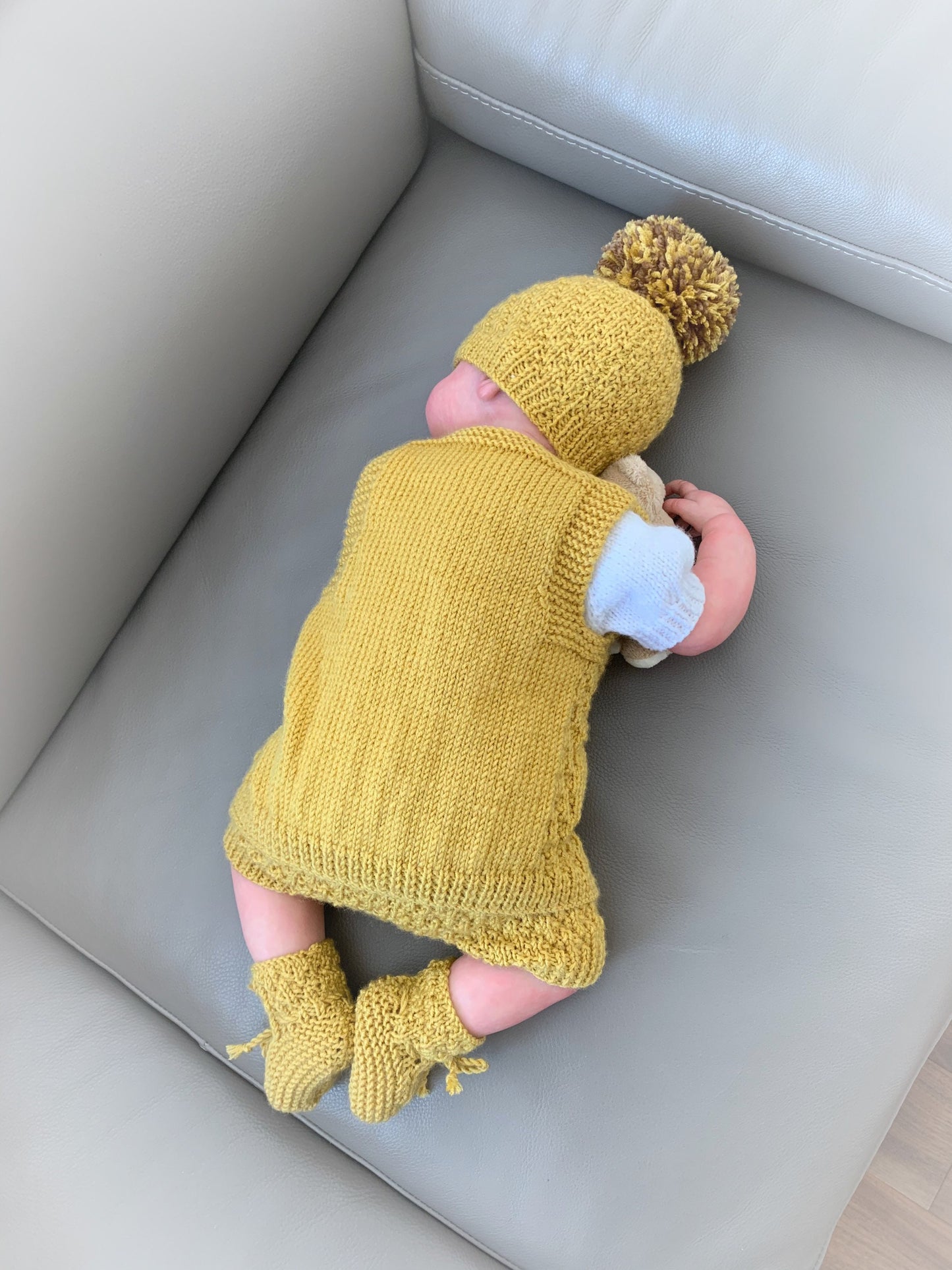 "Mustard” 4 Piece Set Knitting pattern for Reborn doll 16-22” or 0-3 Mth Old Baby