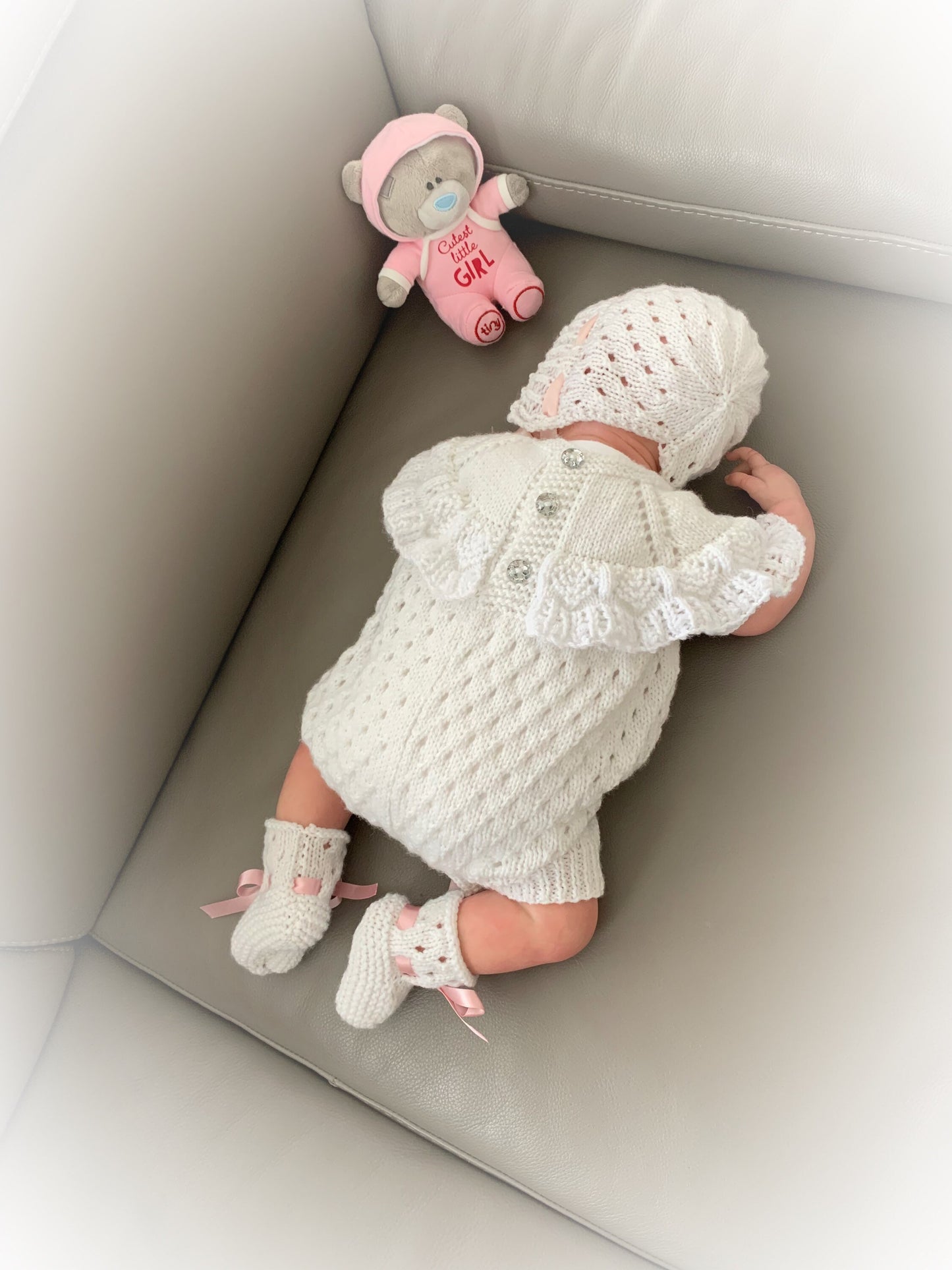 "Crystal” Romper Knitting pattern for Reborn doll 16 -22” or 0-3 Mth Old Baby
