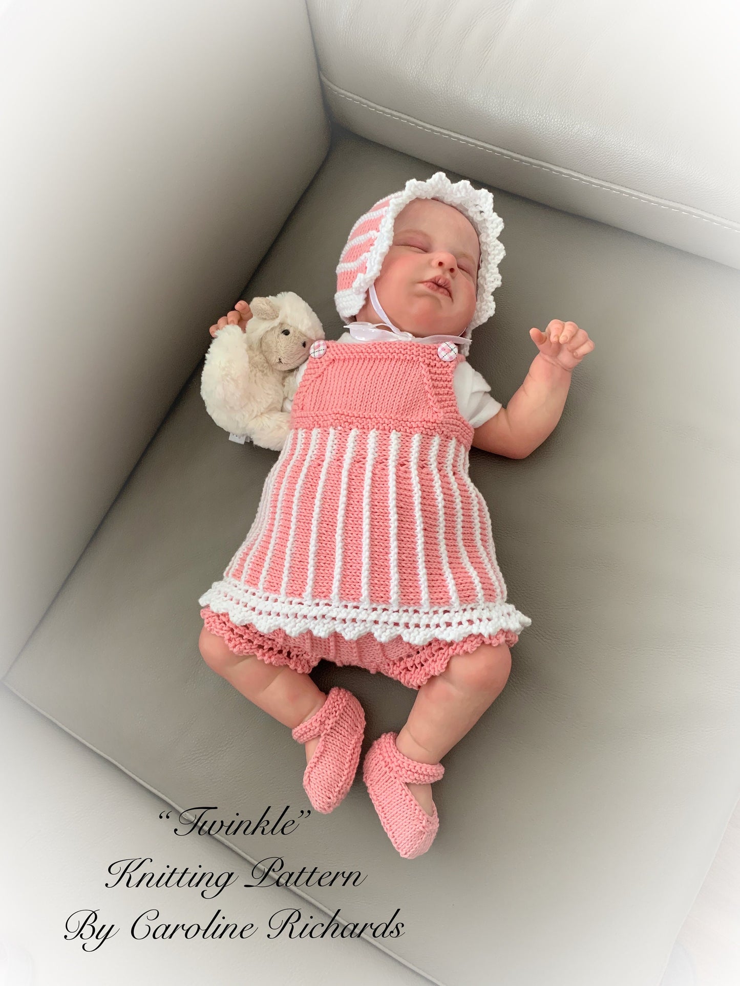 "Twinkle ” 4 Piece Set Knitting pattern for Reborn doll 16 -22” or 0-3 Mth Old Baby
