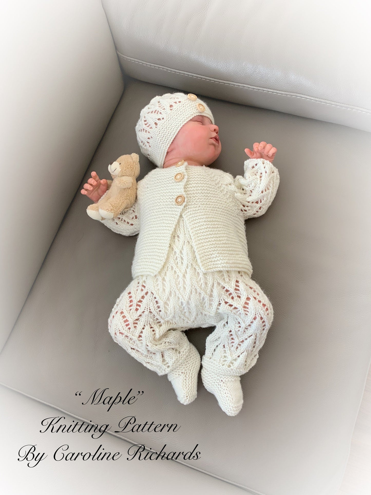 "Maple” 4 Piece Set Knitting pattern for Reborn doll 16-22” or 0-3 Mth Old Baby