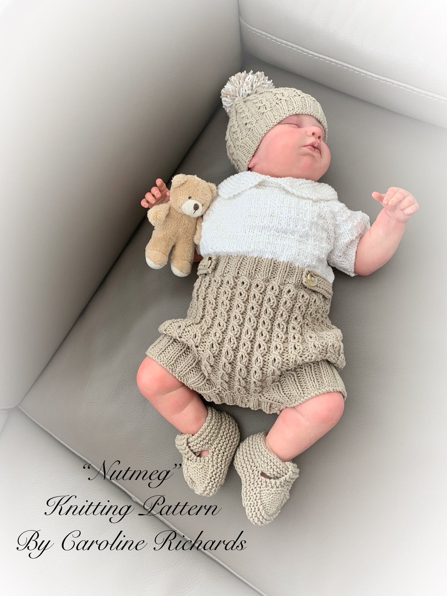 "Nutmeg” Romper Knitting pattern for Reborn doll 16 -22” or 0-3 Month Old Baby