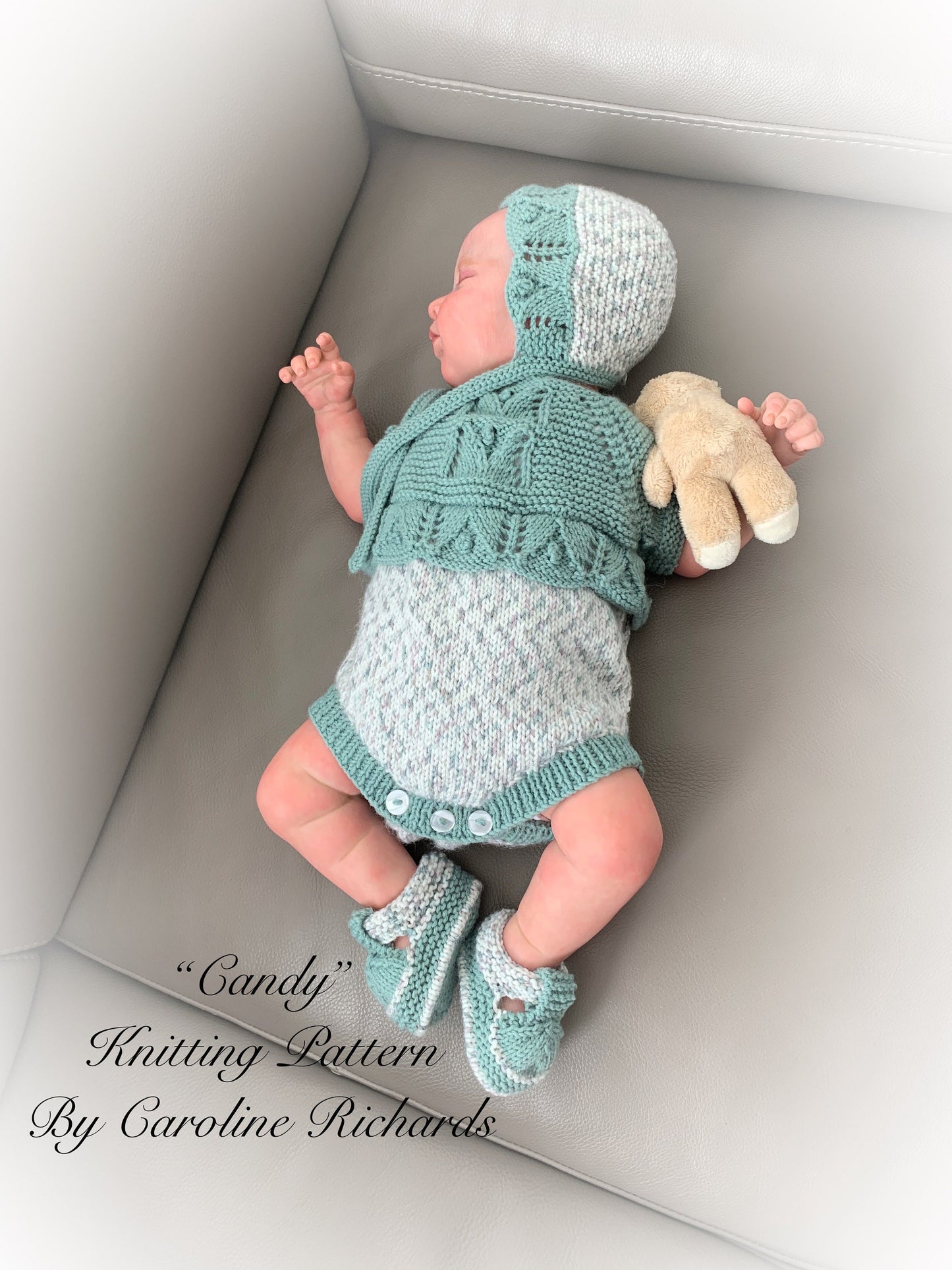 "Candy” Romper Knitting pattern for Reborn doll 16 -22” or 0-3 Month Old Baby
