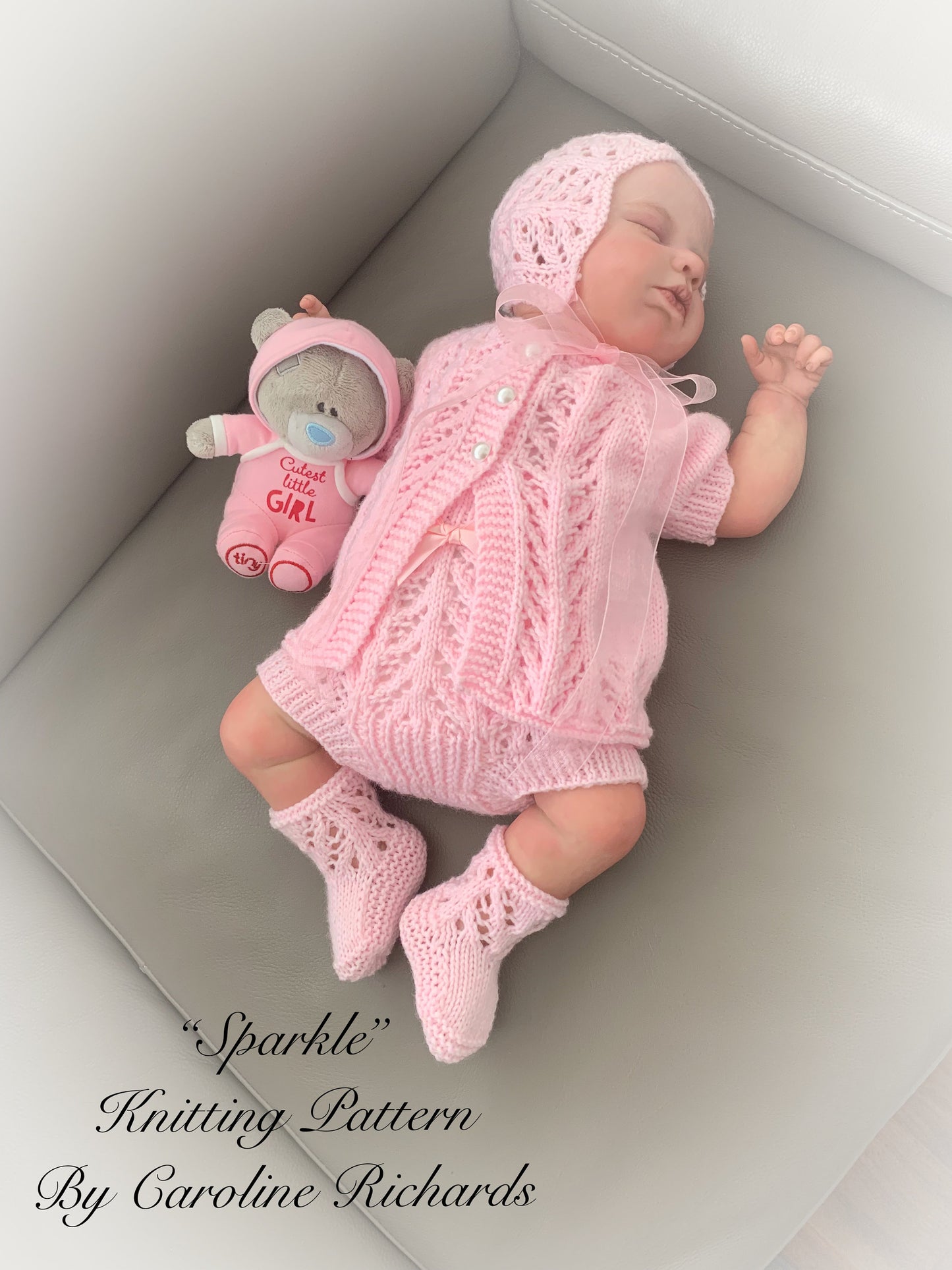 "Sparkle” 4-piece Knitting pattern set for Reborn doll 16 -22” or 0-3 Month Old Baby