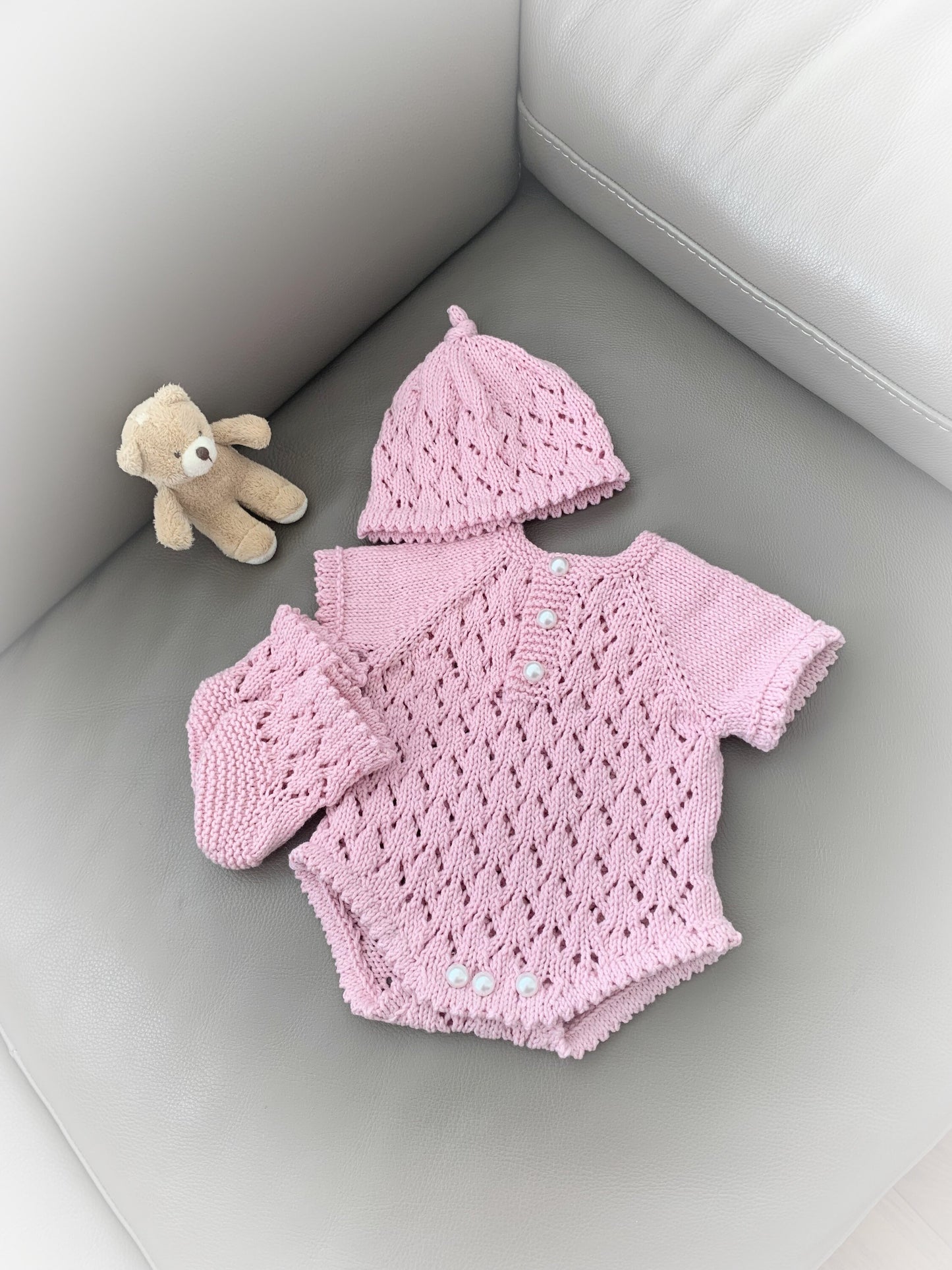 "Diamond” Romper Knitting pattern for Reborn doll 16 -22” or 0-3 Mth Old Baby