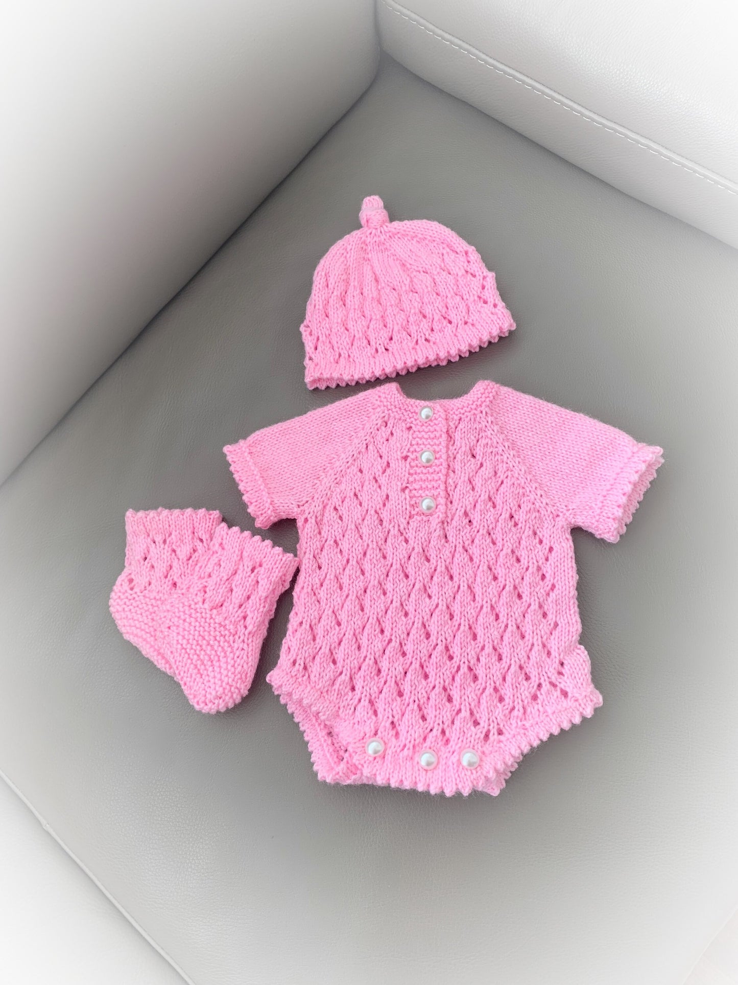 "Diamond” Romper Knitting pattern for Reborn doll 16 -22” or 0-3 Mth Old Baby