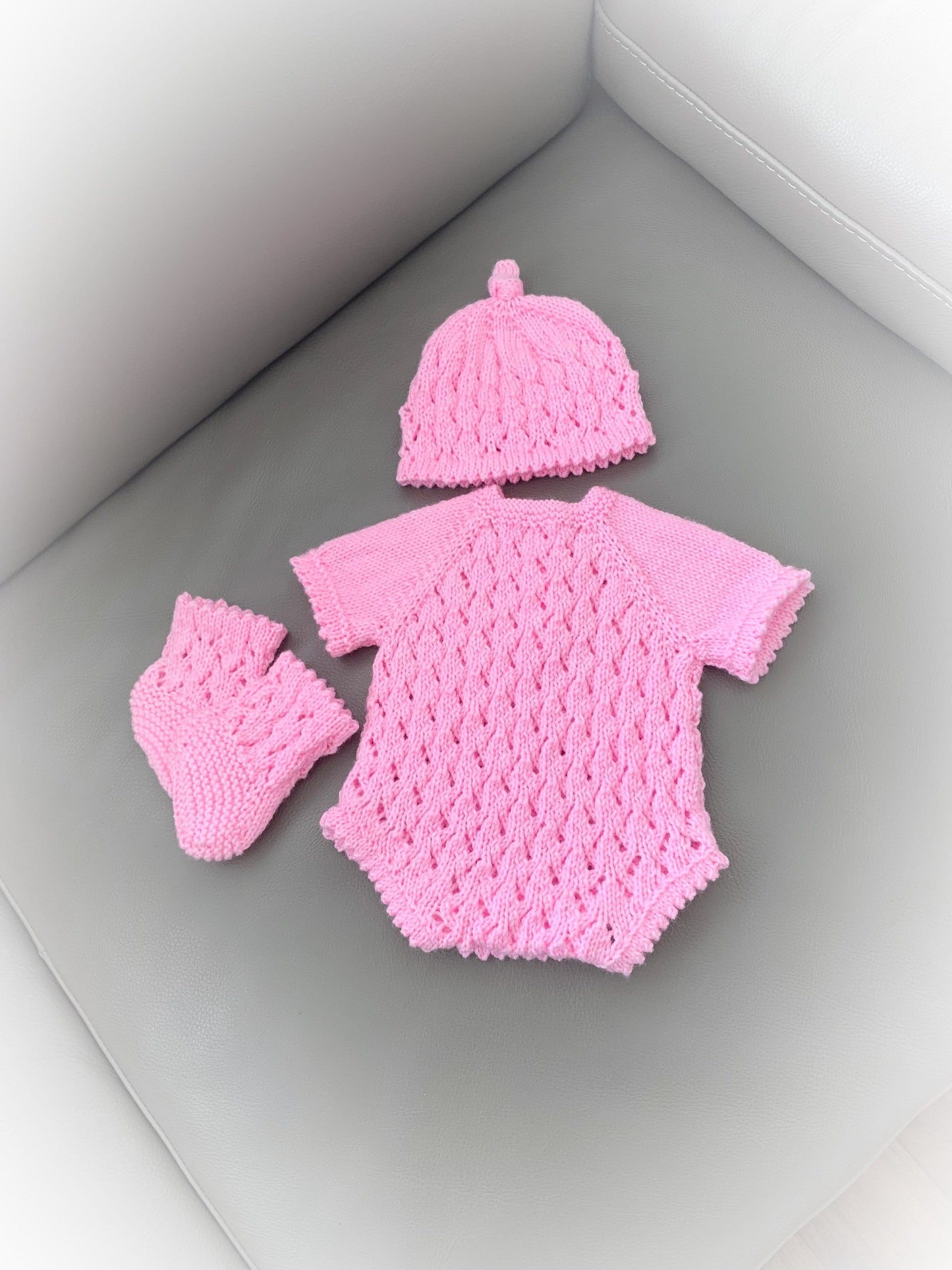 "Diamond” Romper Knitting pattern for Reborn doll 16 -22” or 0-3 Mth Old Baby
