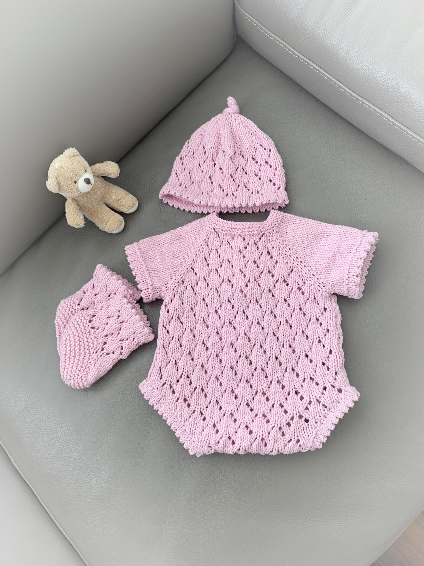 "Diamond” Romper Knitting pattern for Reborn doll 16 -22” or 0-3 Mth Old Baby