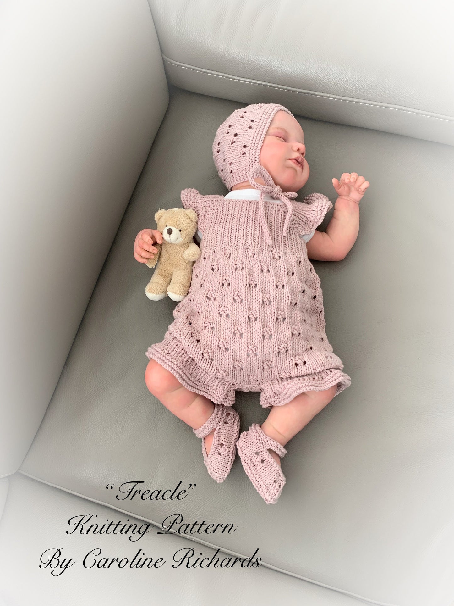 "Treacle” Romper Knitting pattern for Reborn doll 16 -22” or 0-3 Month Old Baby