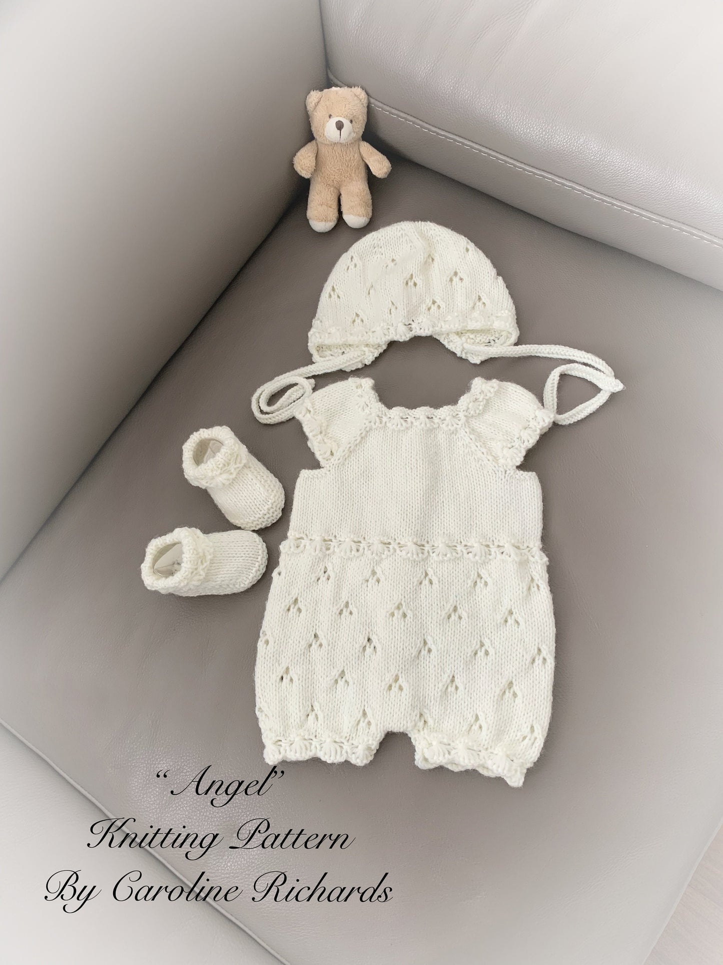 "Angel” Romper Knitting pattern for Reborn doll 16 -22” or 0-3 Month Old Baby
