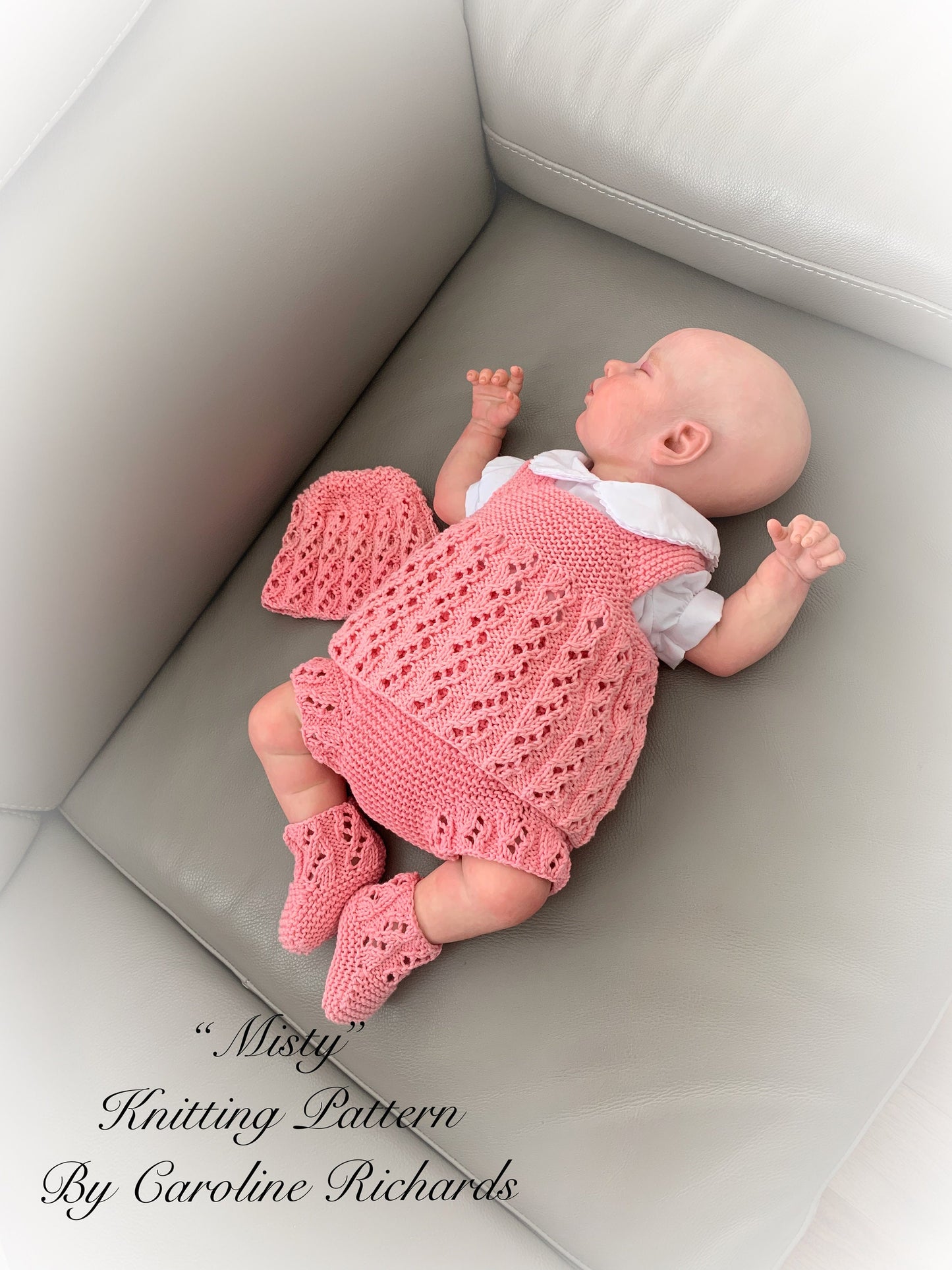 "Misty” 4 Piece Set Knitting pattern for Reborn doll 16-22” or 0-3 Month Old Baby