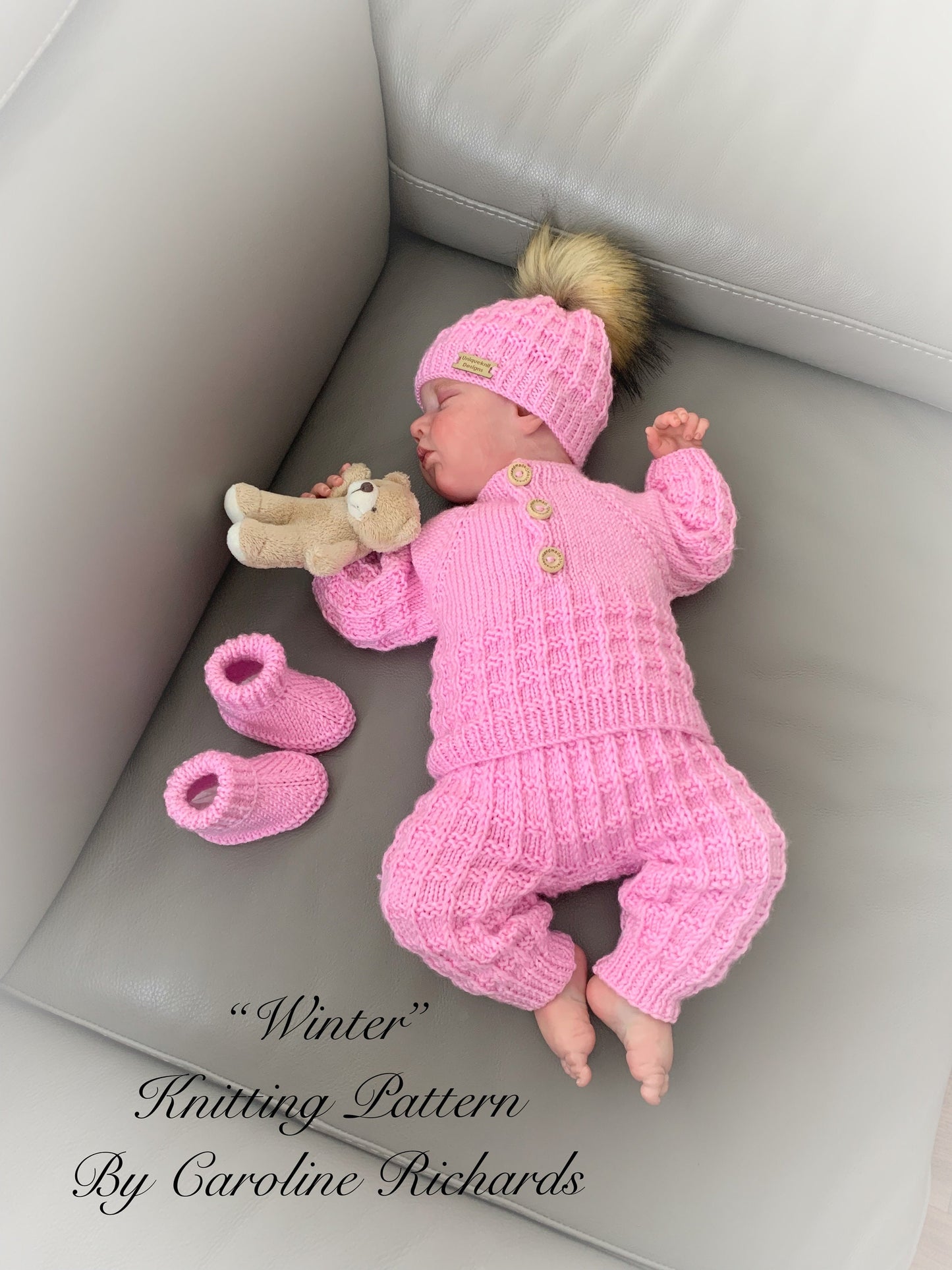 "Winter” 4 Piece Set Knitting pattern for Reborn doll 16-22” or 0-3 Month Old Baby