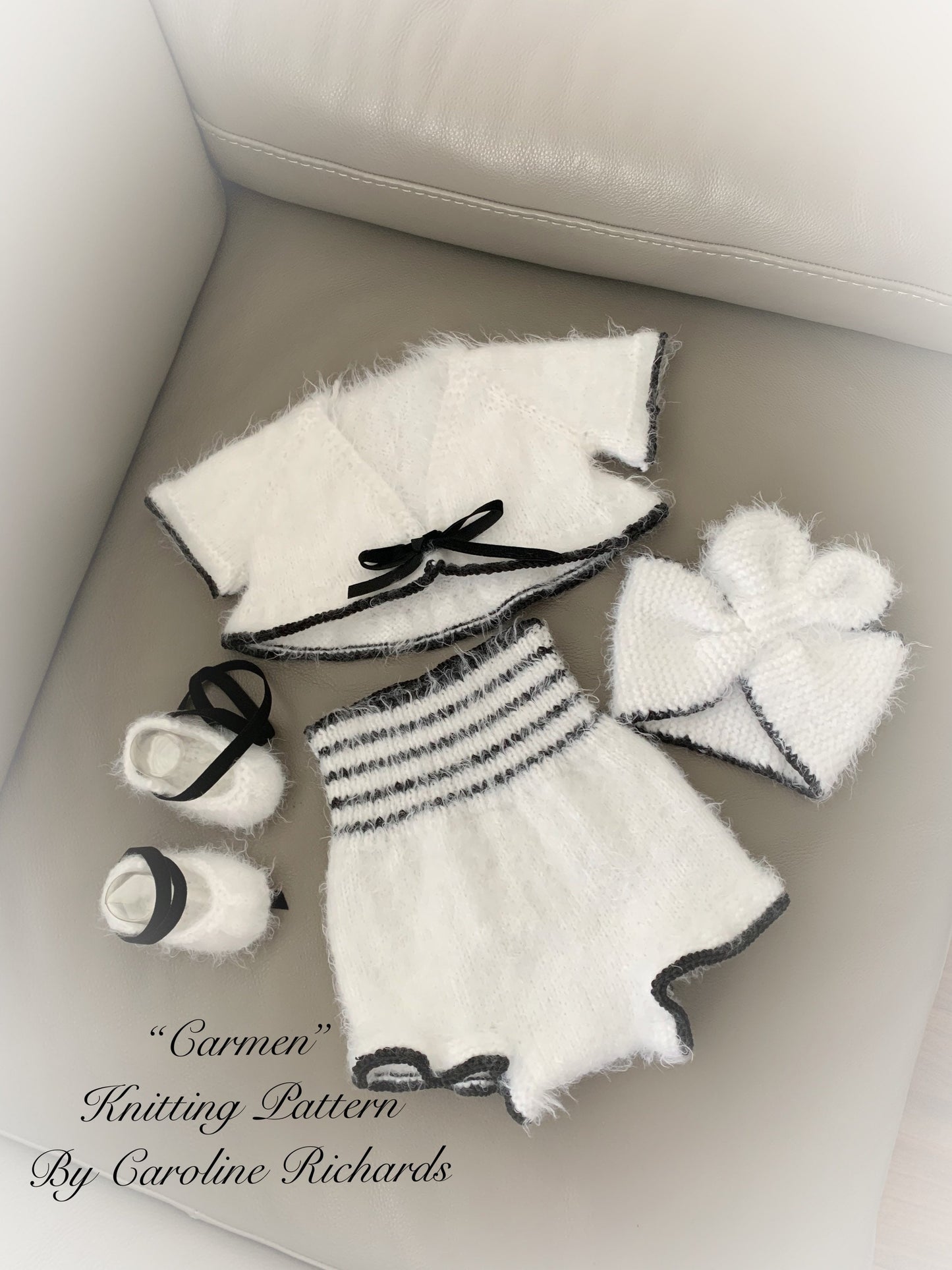 "Carmen” 4 Piece Knitting pattern set for Reborn doll 16 -22” or 0-3 Month Old Baby