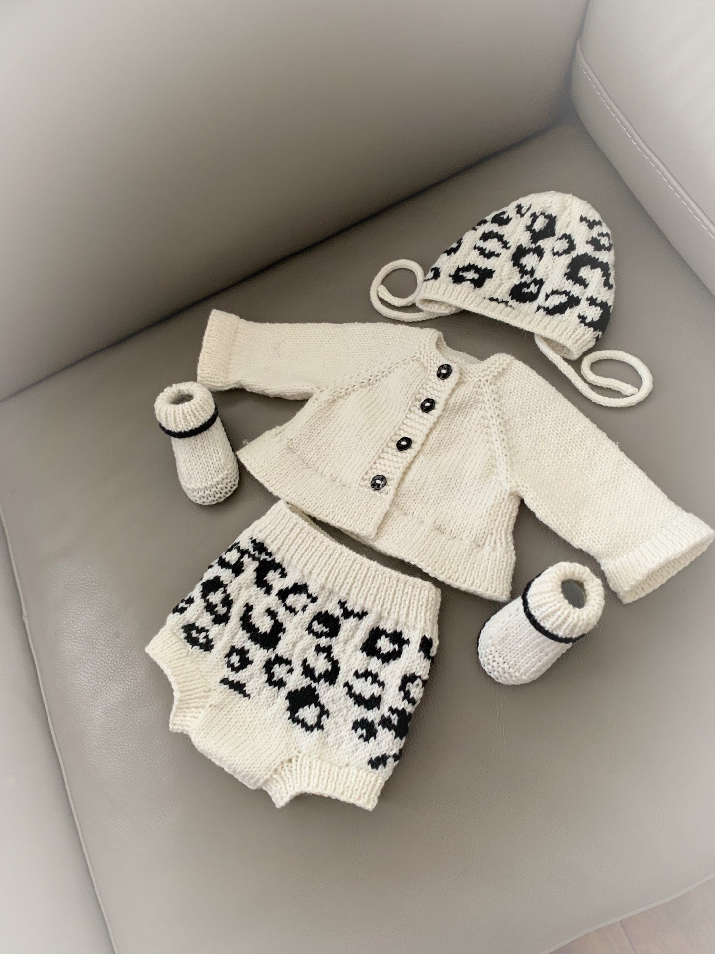 "Sable” 4 piece set knitting pattern set for Reborn doll 16 -22” or 0-3 Month Old Baby