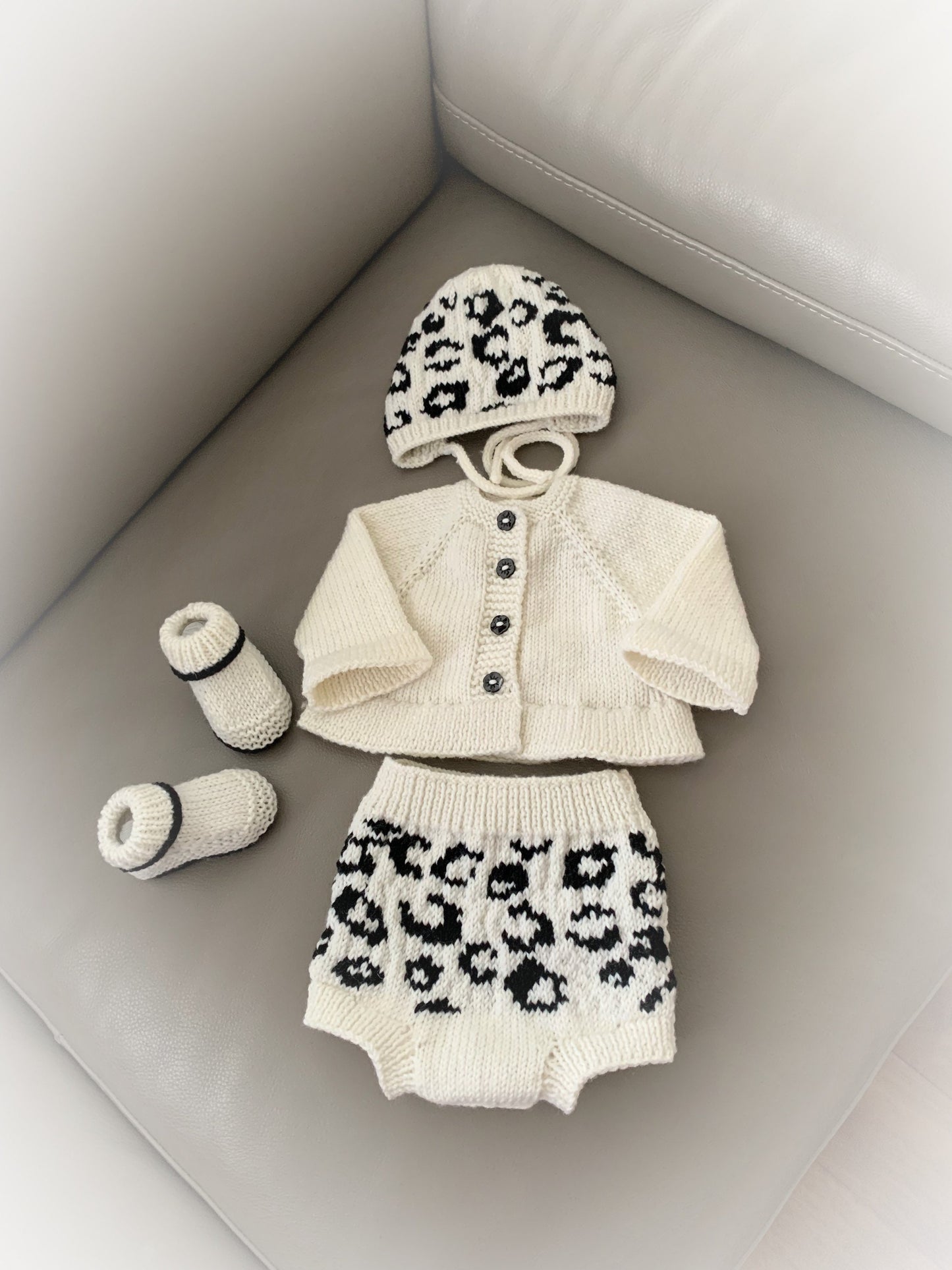 "Sable” 4 piece set knitting pattern set for Reborn doll 16 -22” or 0-3 Month Old Baby