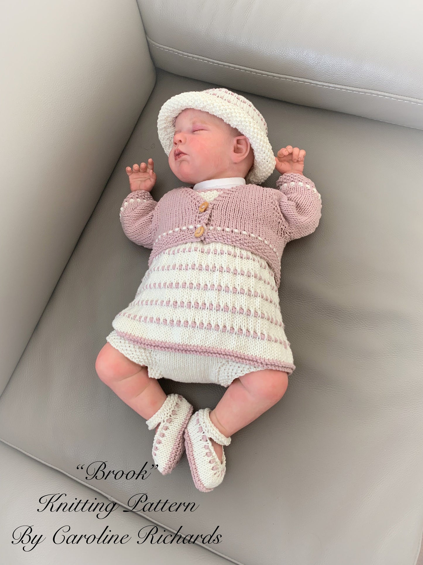 "Brook” 5 piece knitting pattern set for a reborn doll 16 -22” or 0-3 Month Old Baby