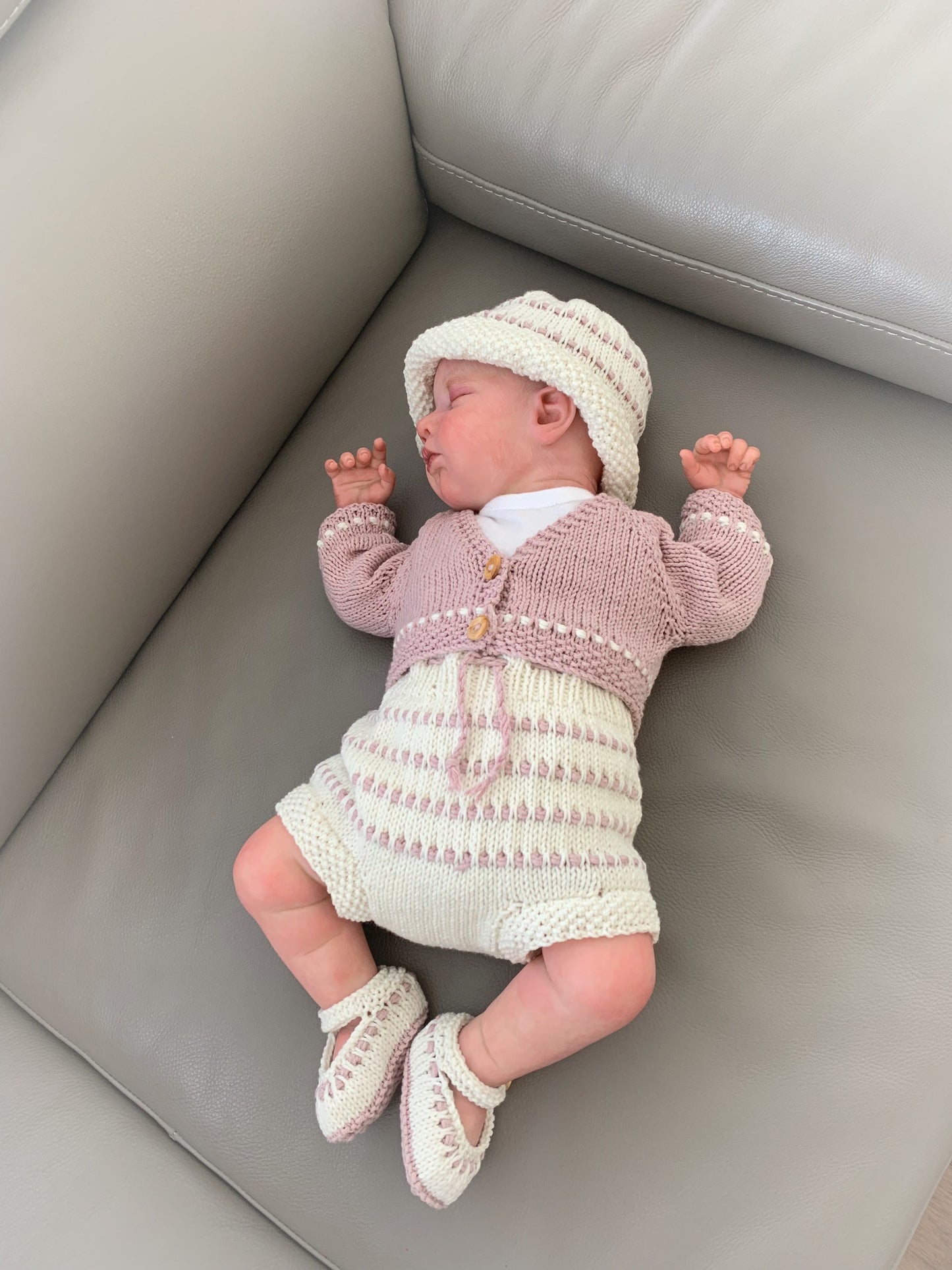 "Brook” 5 piece knitting pattern set for a reborn doll 16 -22” or 0-3 Month Old Baby
