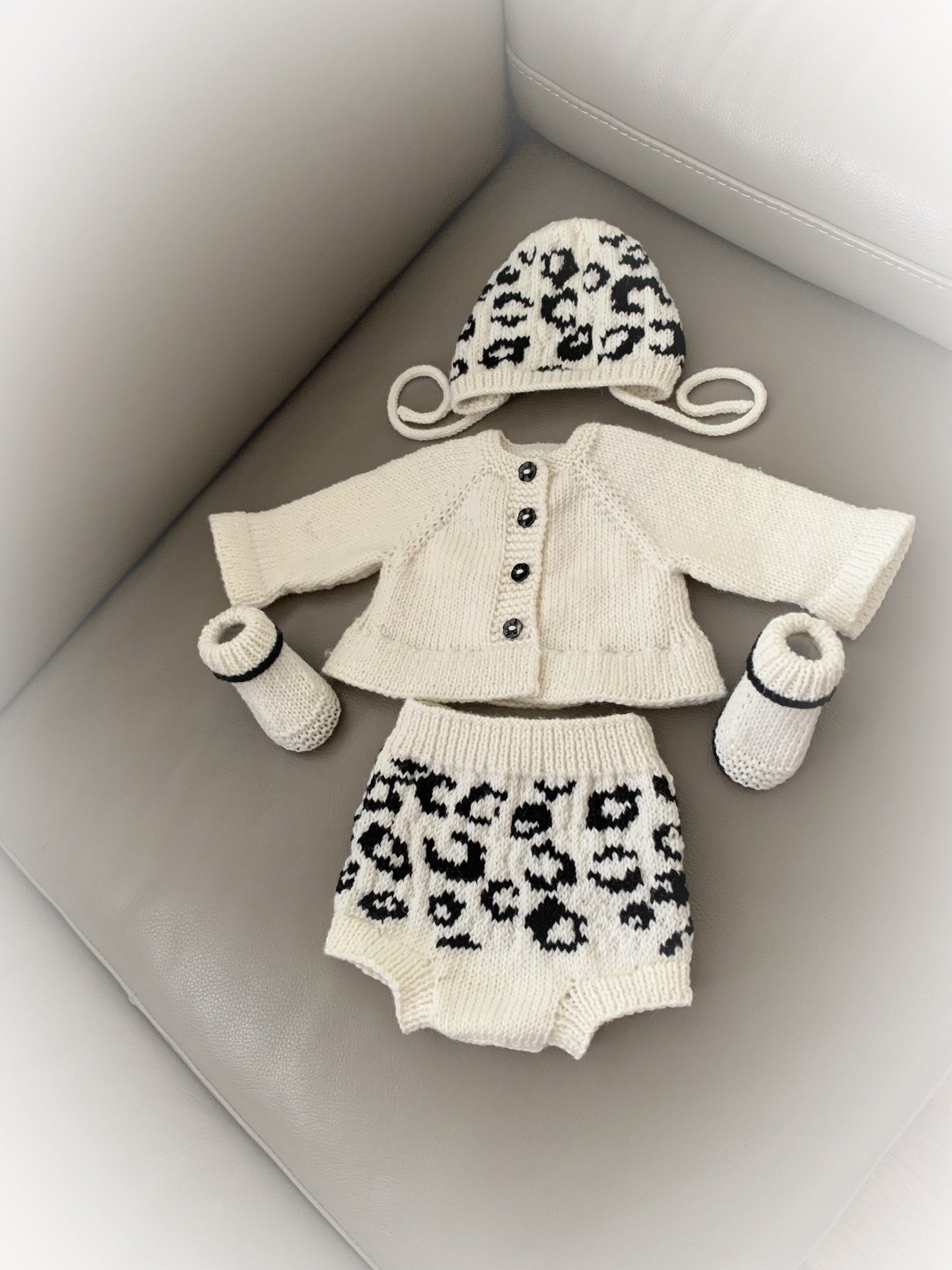 "Sable” 4 piece set knitting pattern set for Reborn doll 16 -22” or 0-3 Month Old Baby