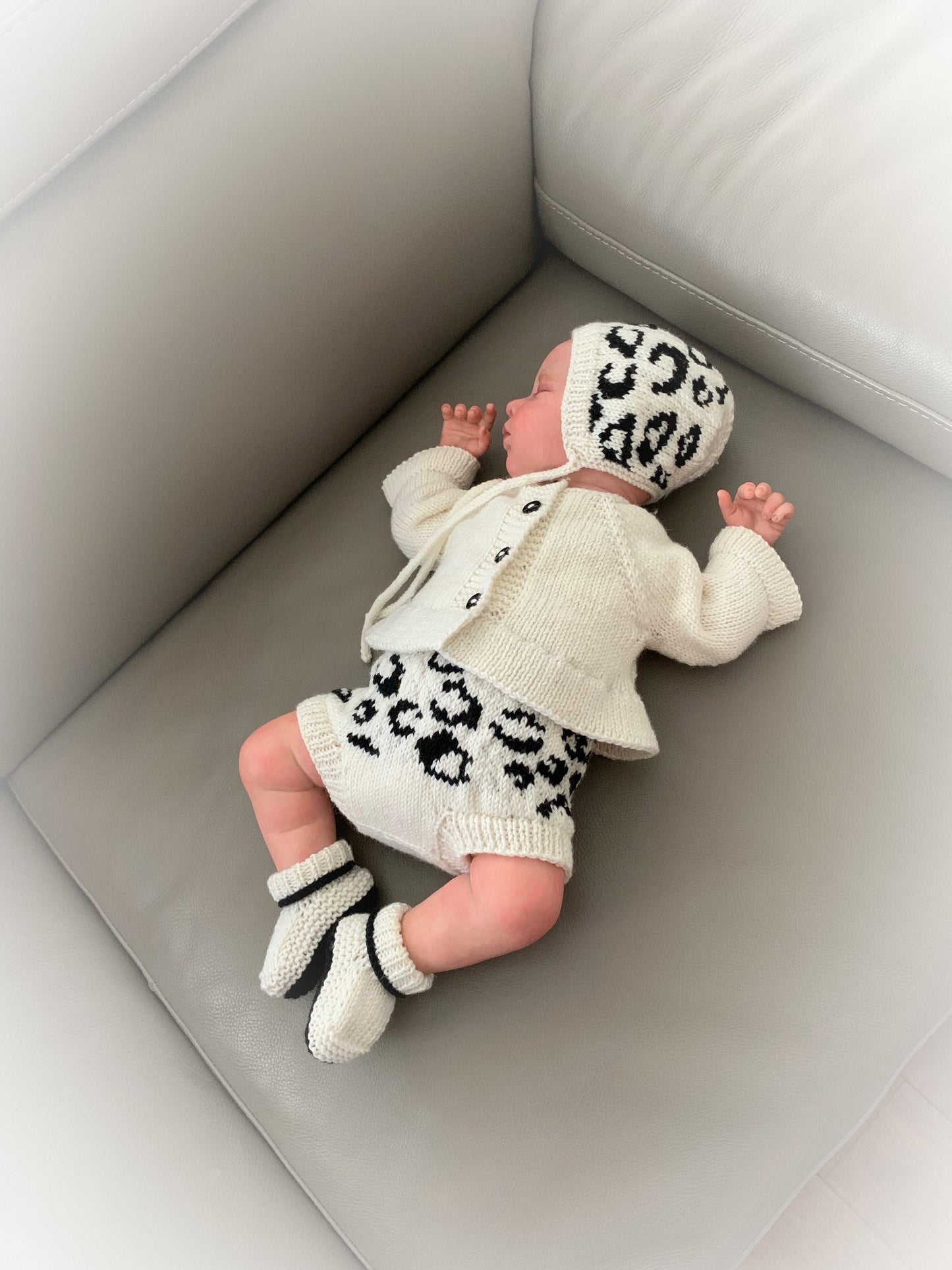 "Sable” 4 piece set knitting pattern set for Reborn doll 16 -22” or 0-3 Month Old Baby