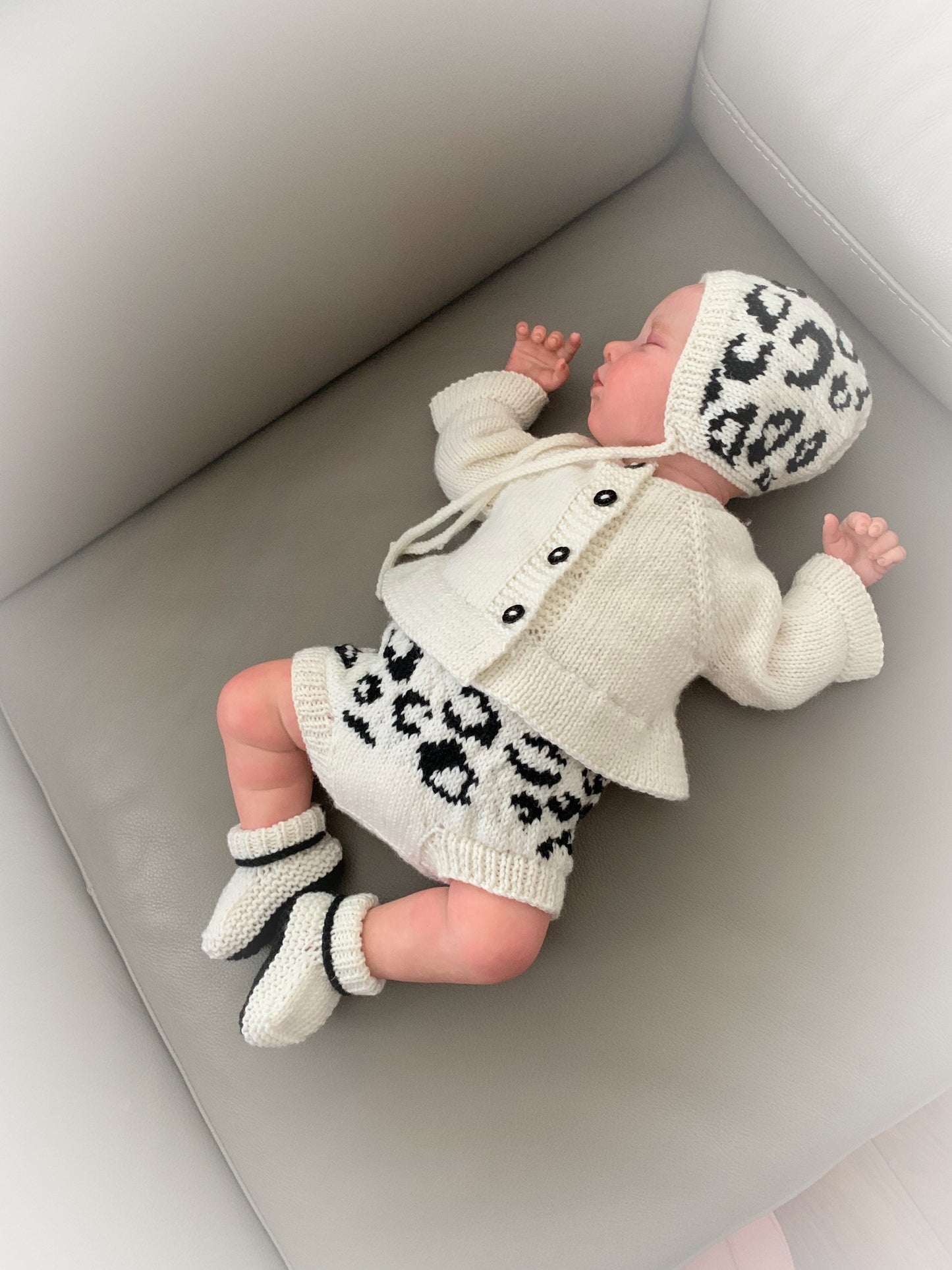 "Sable” 4 piece set knitting pattern set for Reborn doll 16 -22” or 0-3 Month Old Baby