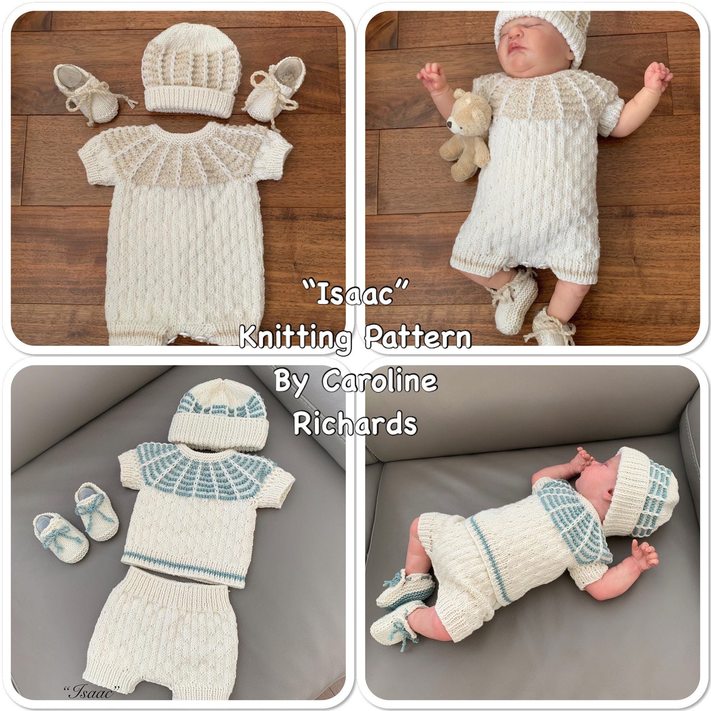 "Isaac” Multi Piece set knitting pattern for reborn doll 16-22" or 0-3 month old baby