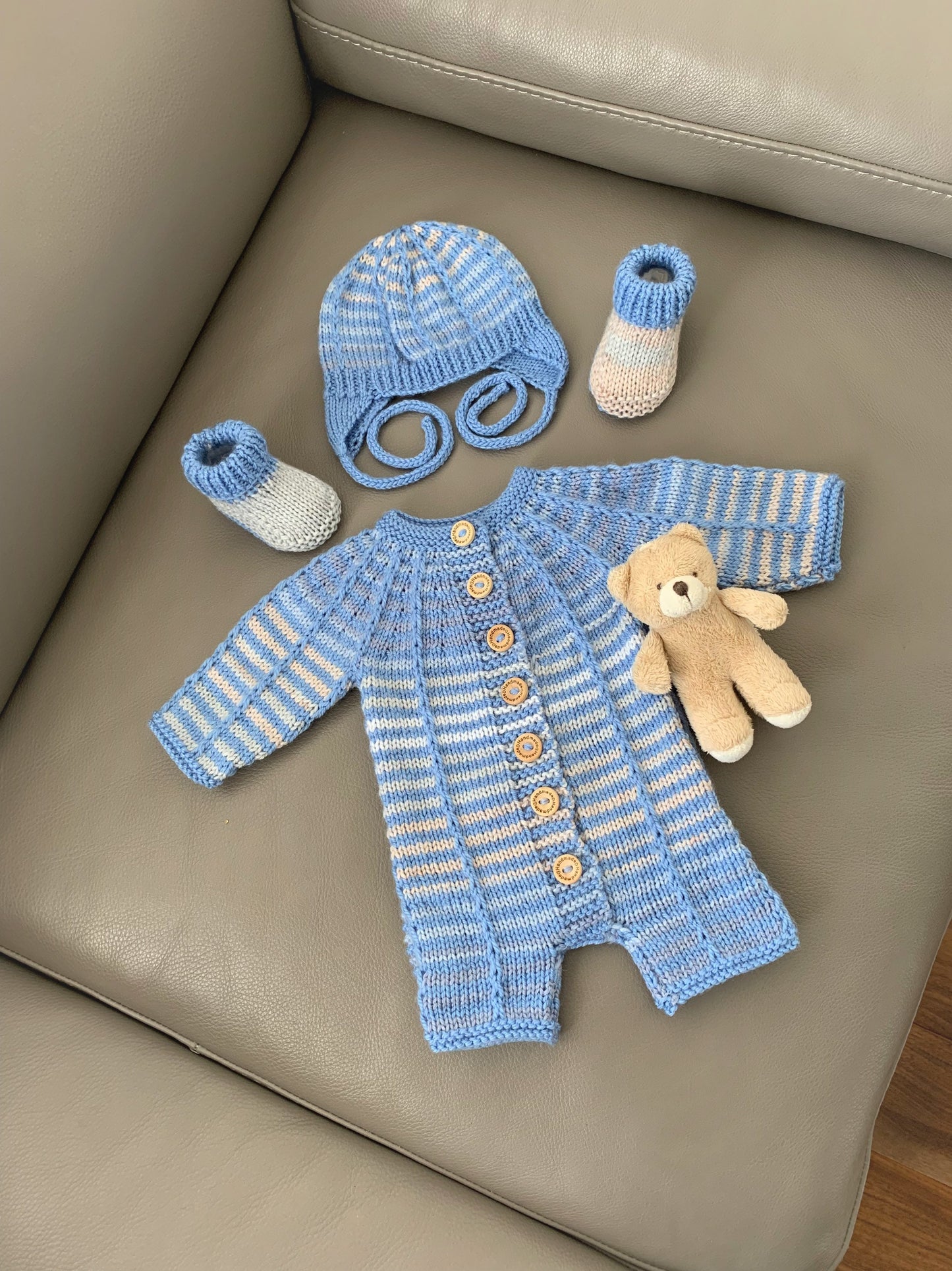 "Elijah” Romper set knitting pattern for reborn doll 16-22" or 0-3 month old baby
