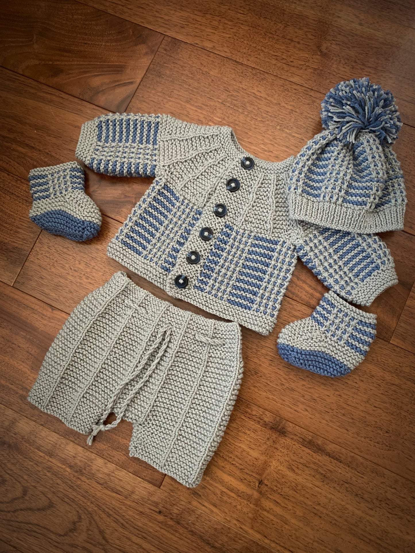 "Nathan” 4 Piece set - 8 sizes from premature to 24 Month old baby