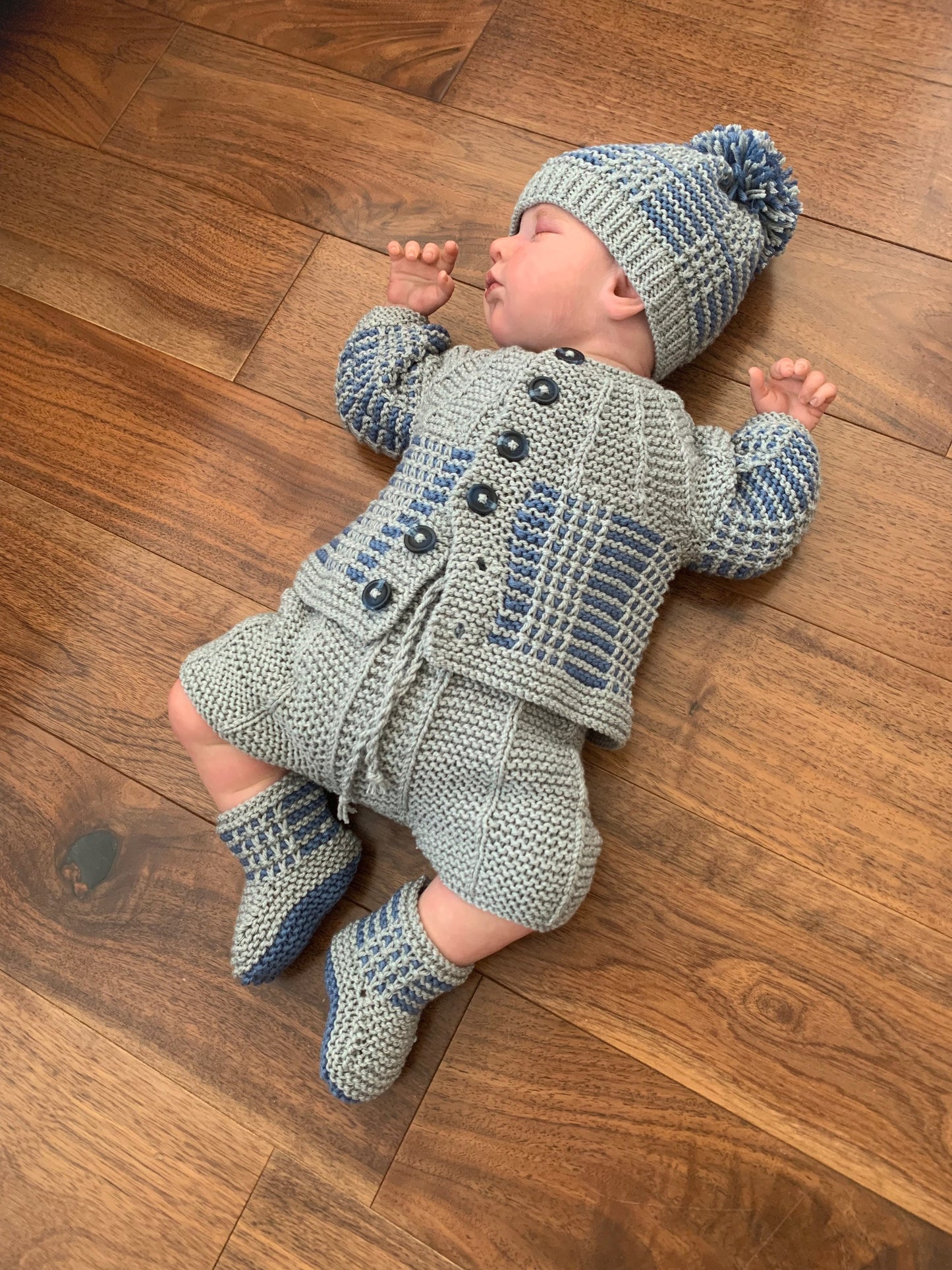 "Nathan” 4 Piece set - 8 sizes from premature to 24 Month old baby