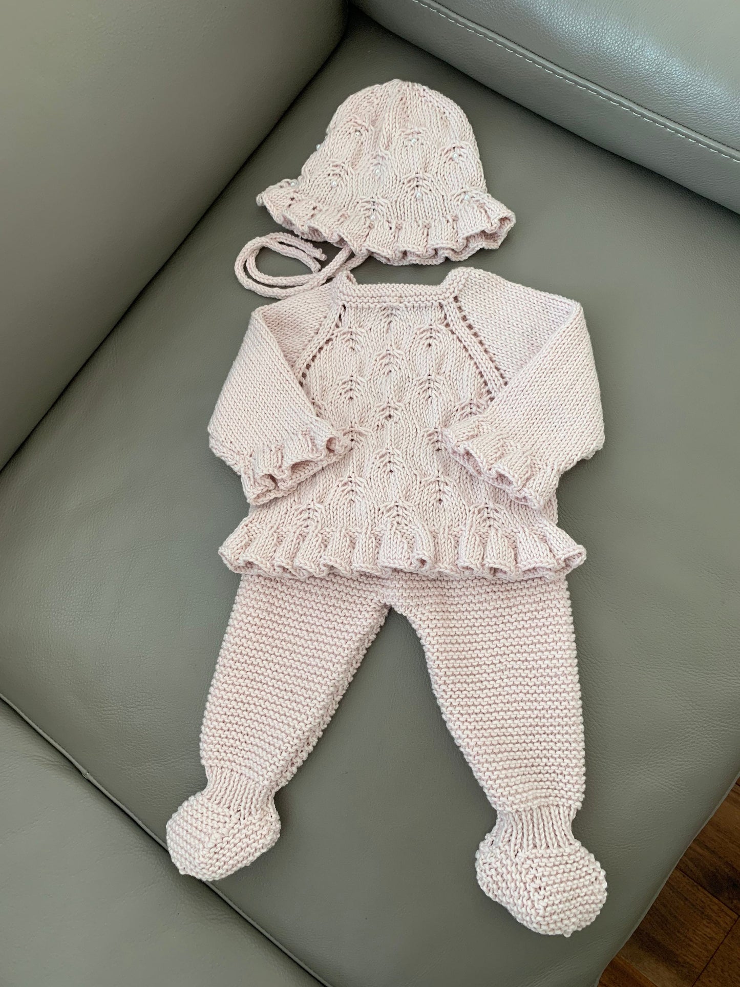"Jade” 3 piece set knitting pattern for reborn doll 16-22" or 0-3 month old baby