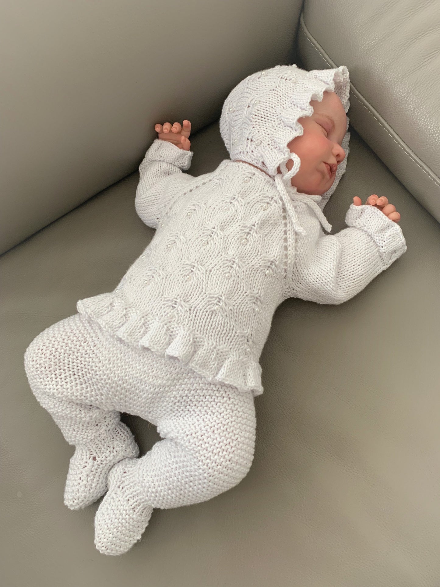 "Jade” 3 piece set knitting pattern for reborn doll 16-22" or 0-3 month old baby