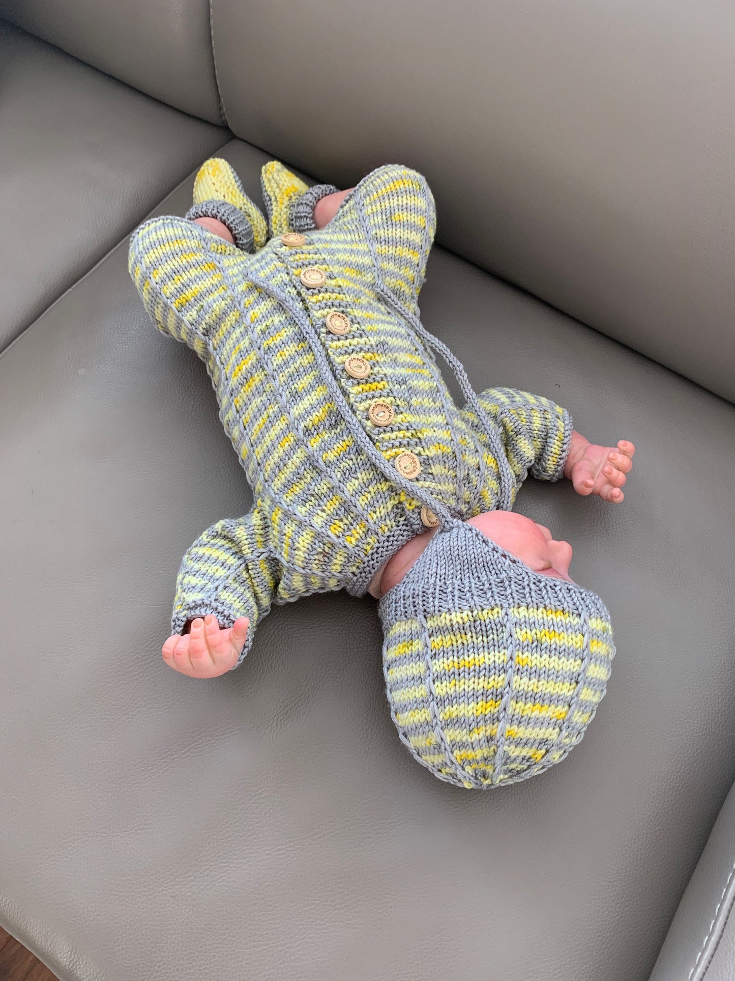 "Elijah” Romper set knitting pattern for reborn doll 16-22" or 0-3 month old baby