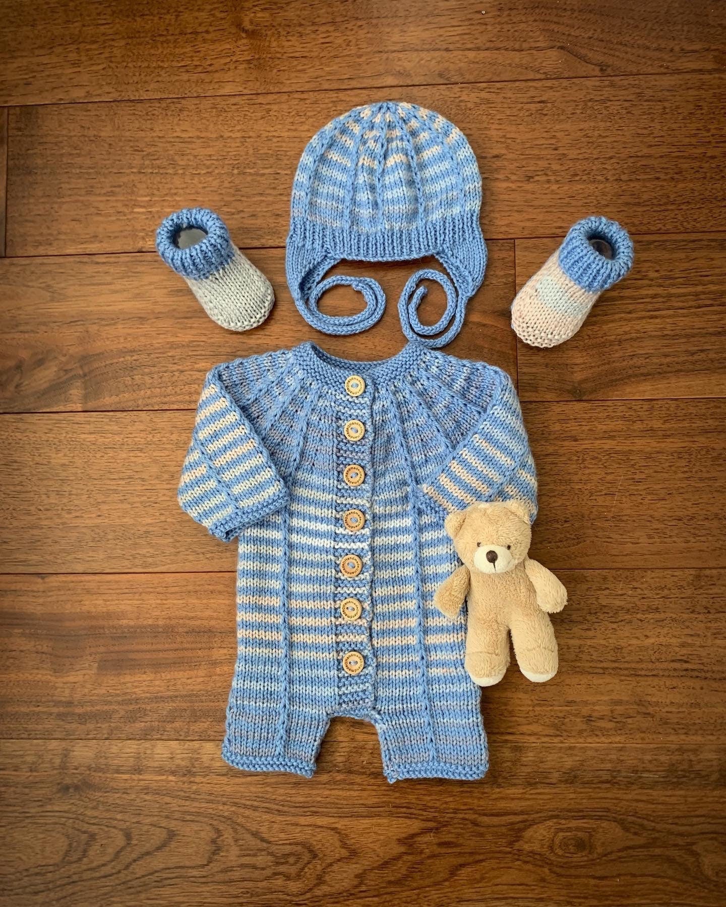 "Elijah” Romper set knitting pattern for reborn doll 16-22" or 0-3 month old baby