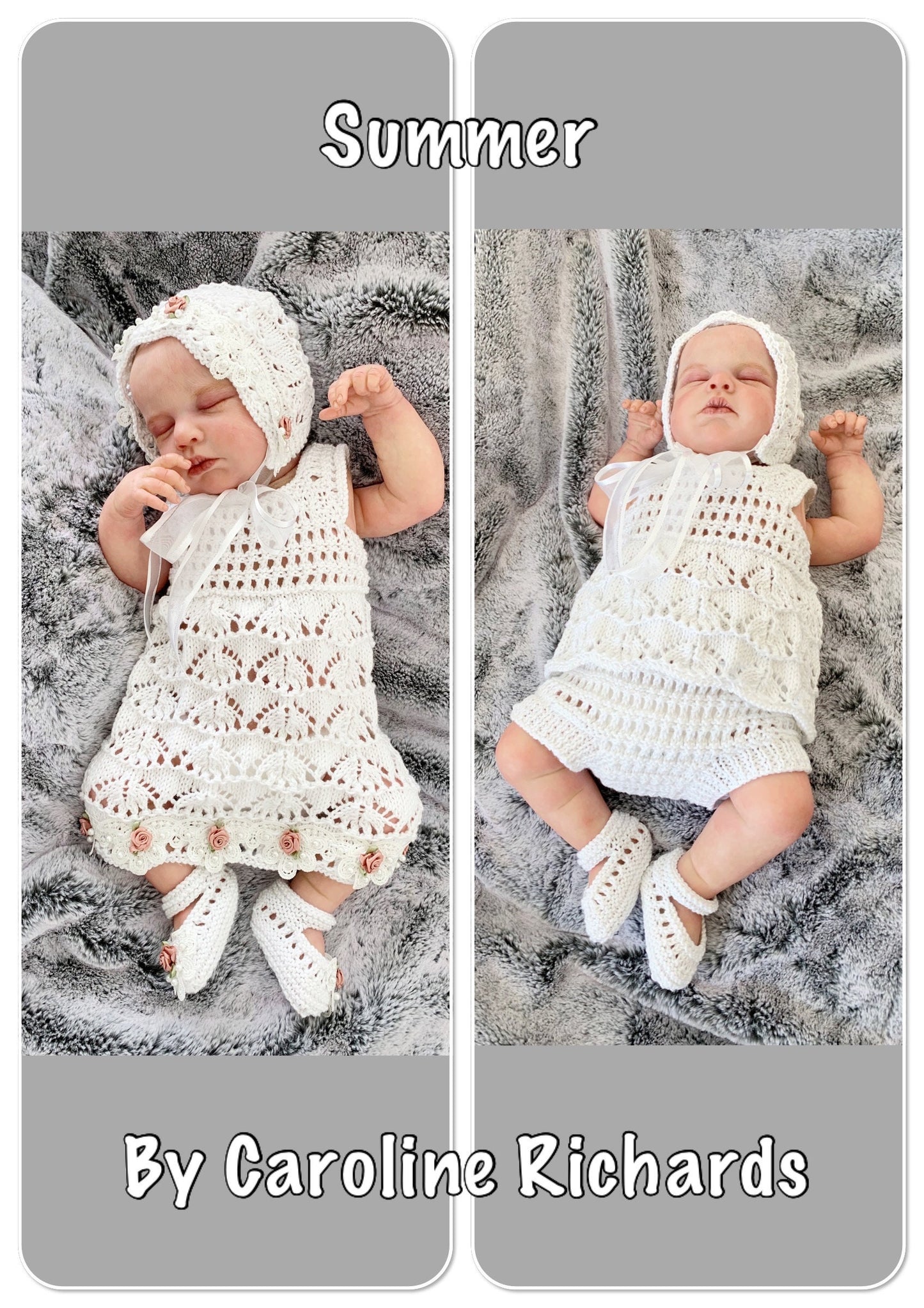 "Summer” 4 Piece Set Knitting pattern for Reborn doll 16-22” or 0-3 Month Old Baby