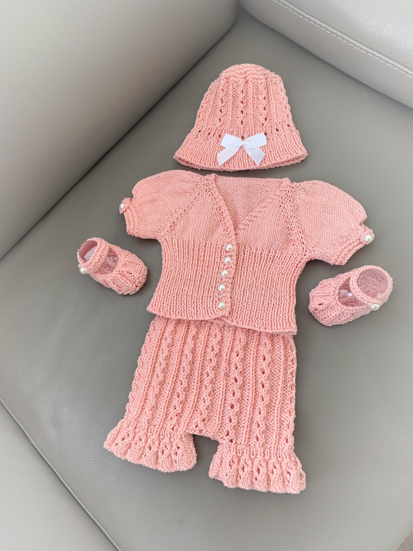 "Apricot” 4-piece set knitting pattern for Reborn doll 16 -22” or 0-3 Month Old Baby