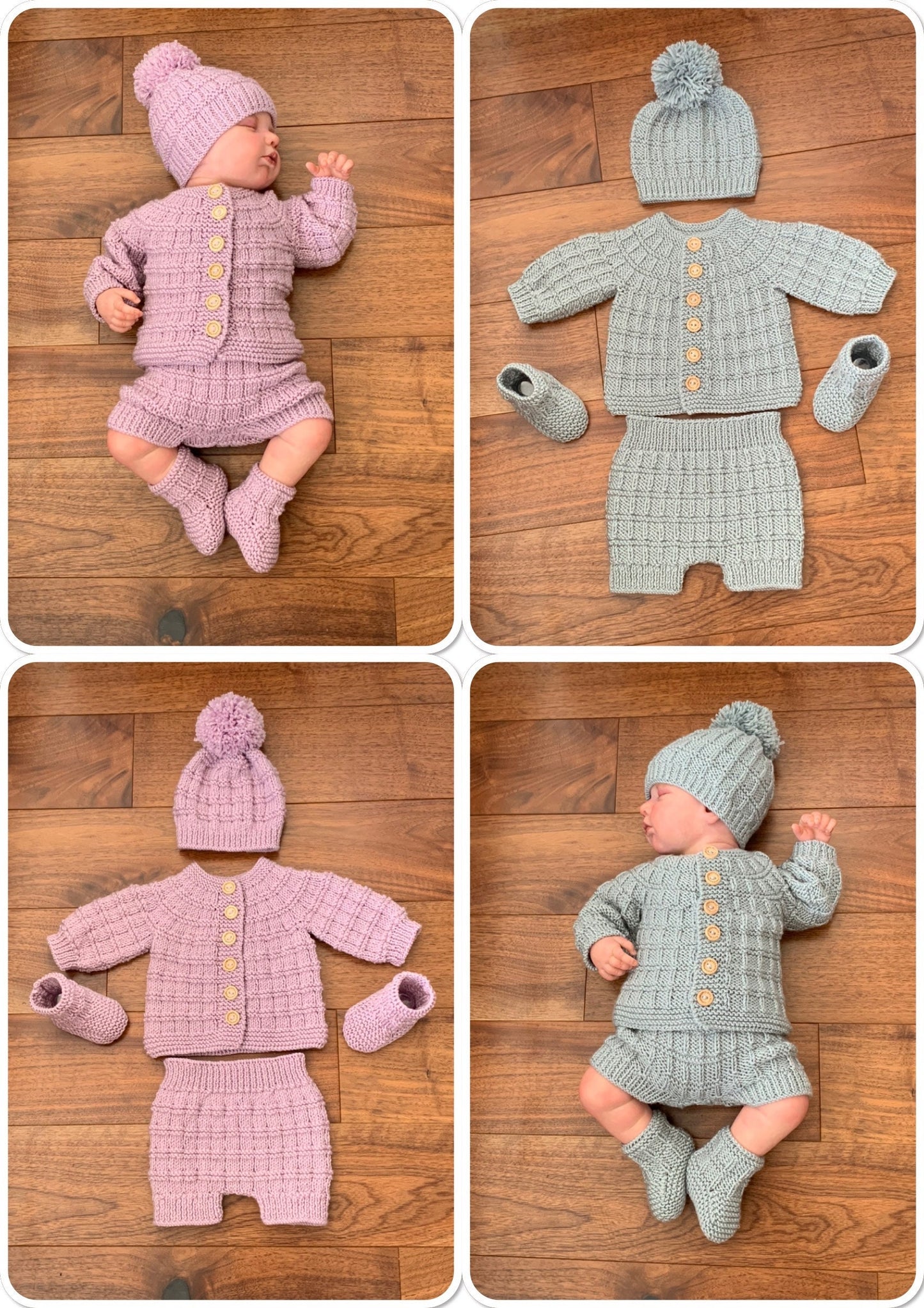 "Tate & Kate” 4 Piece Set Knitting pattern for Reborn doll 16-24” or 0-6 Mth Old Baby