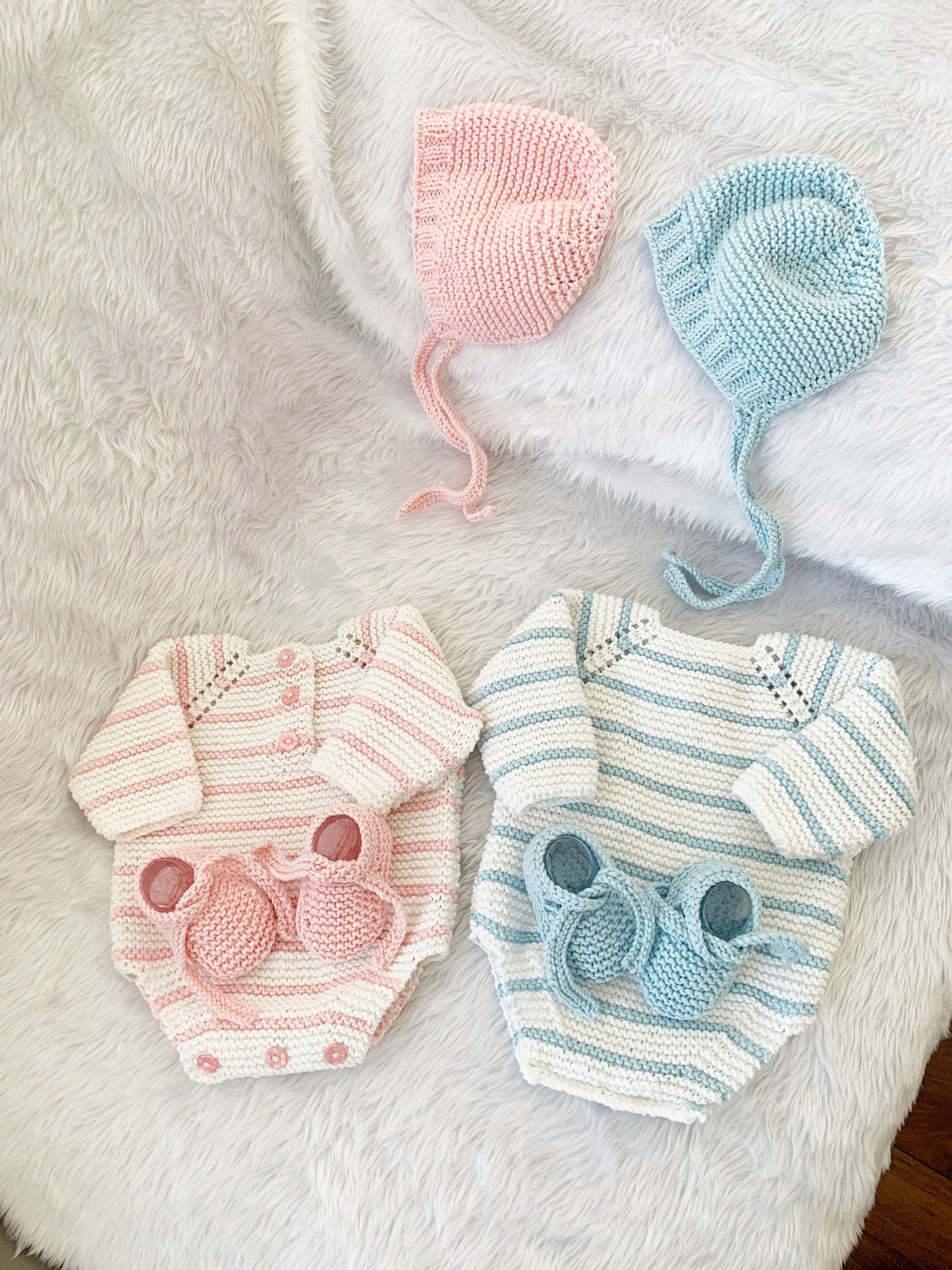 "Rose Petal” Multi-piece Knitting pattern for Reborn doll 16 -22” or 0-3 Month Old Baby