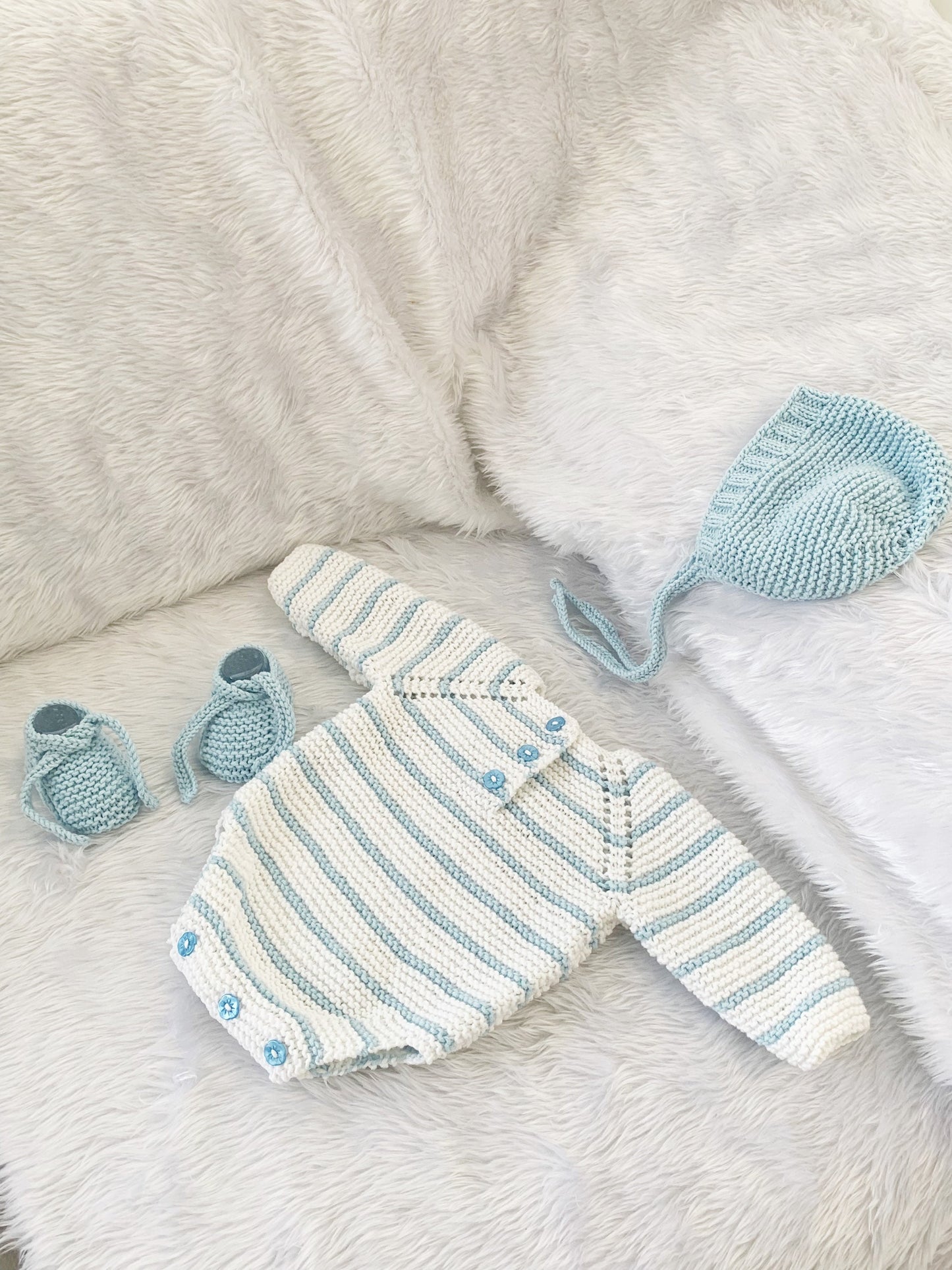 "Rose Petal” Multi-piece Knitting pattern for Reborn doll 16 -22” or 0-3 Month Old Baby