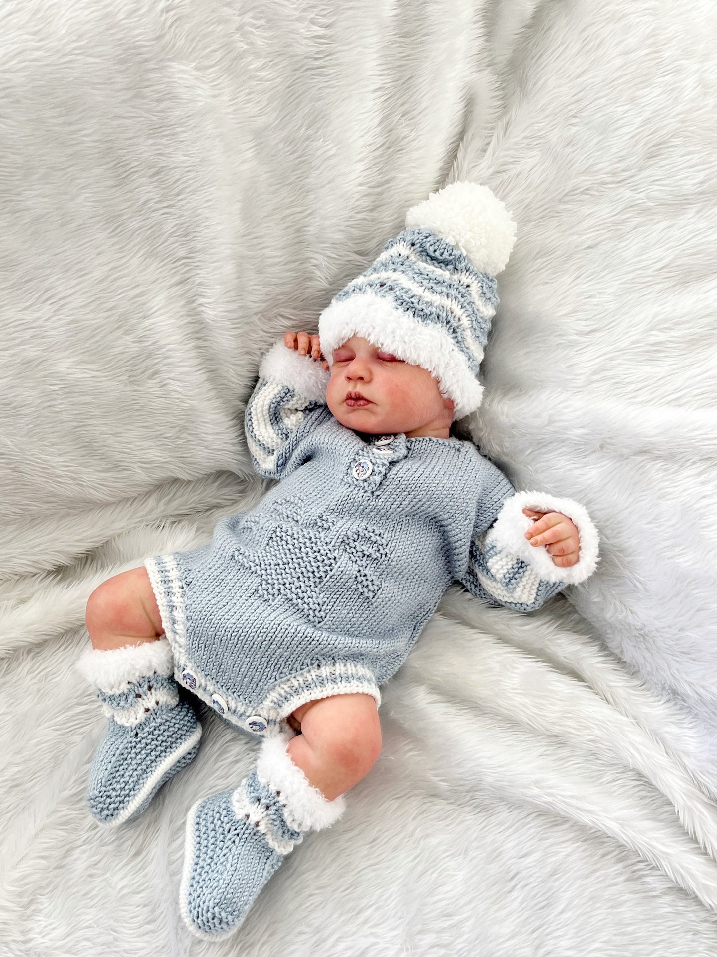 "Jingle Bells” Romper Knitting pattern for Reborn doll 16 -22” or 0-3 Month Old Baby