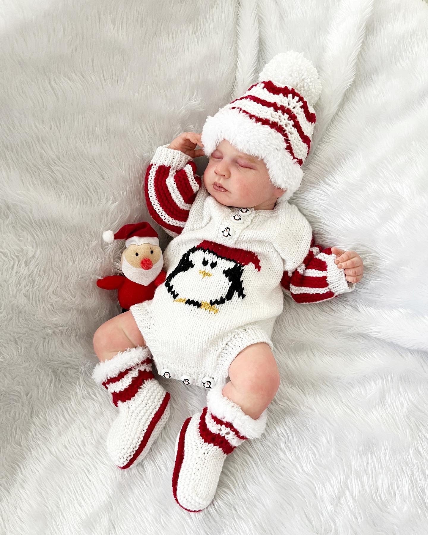"Jingle Bells” Romper Knitting pattern for Reborn doll 16 -22” or 0-3 Month Old Baby