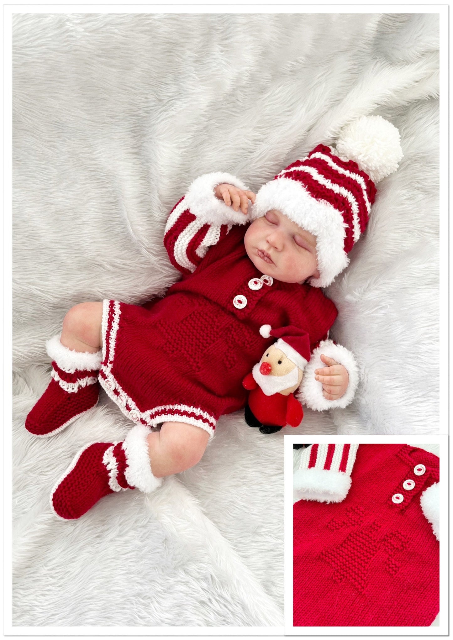 "Jingle Bells” Romper Knitting pattern for Reborn doll 16 -22” or 0-3 Month Old Baby