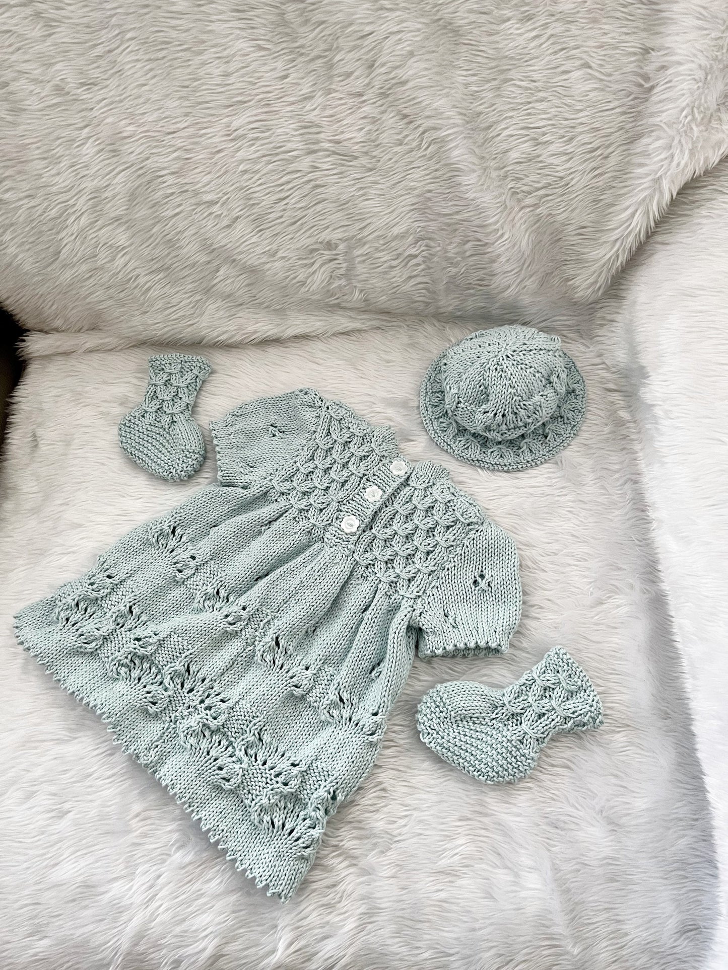 "Clementine” Dress Set Knitting pattern for Reborn doll 16 -22” or 0-3 Mth Old Baby