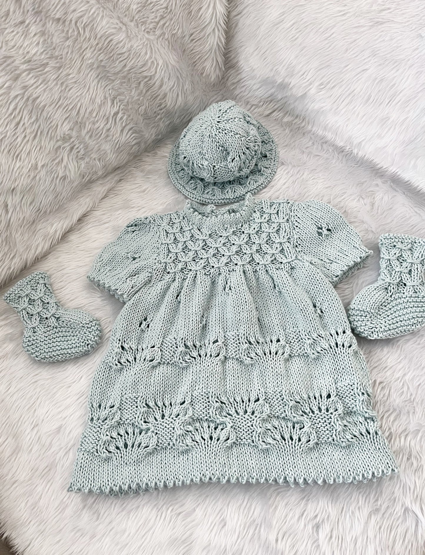 "Clementine” Dress Set Knitting pattern for Reborn doll 16 -22” or 0-3 Mth Old Baby