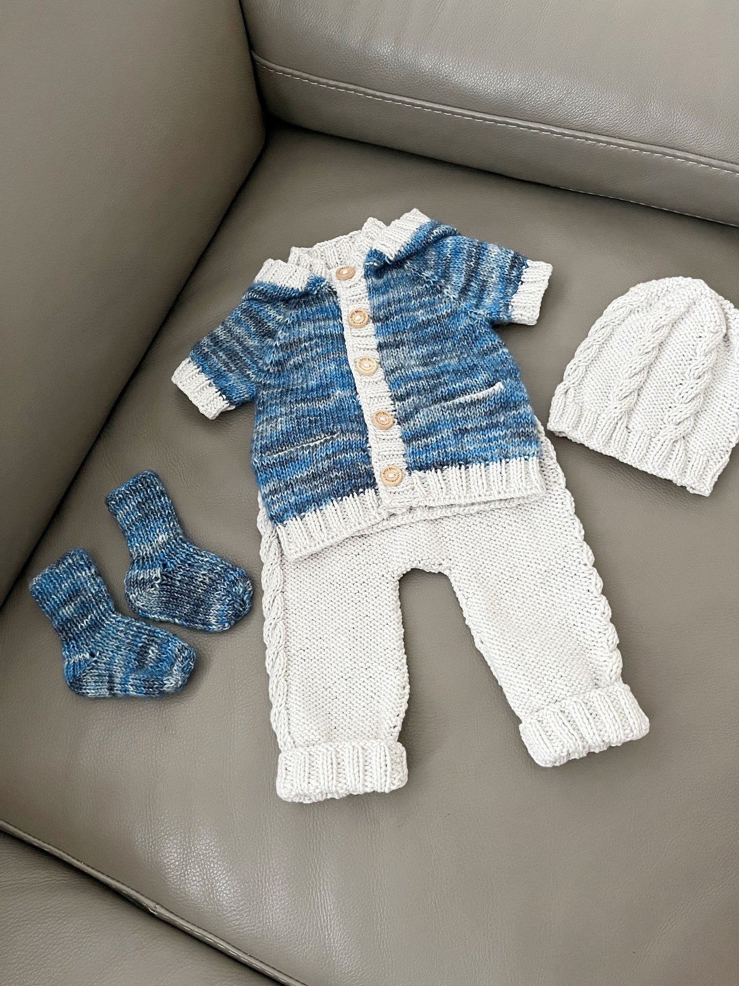 "Clay” 4 Piece Set Knitting pattern for Reborn doll 16-22” or 0-3 Month Old Baby