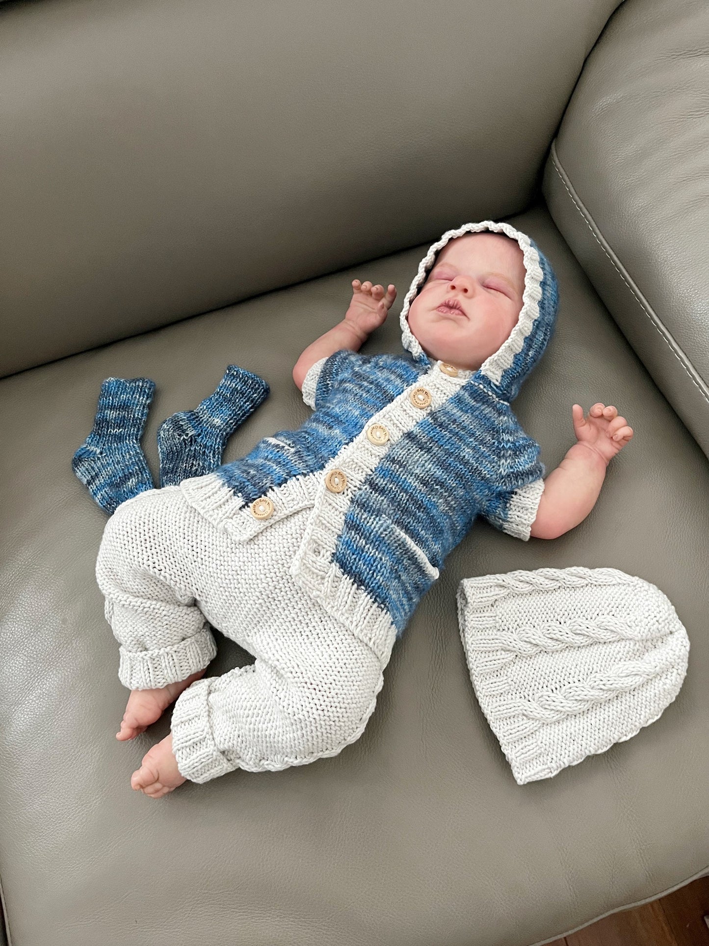 "Clay” 4 Piece Set Knitting pattern for Reborn doll 16-22” or 0-3 Month Old Baby