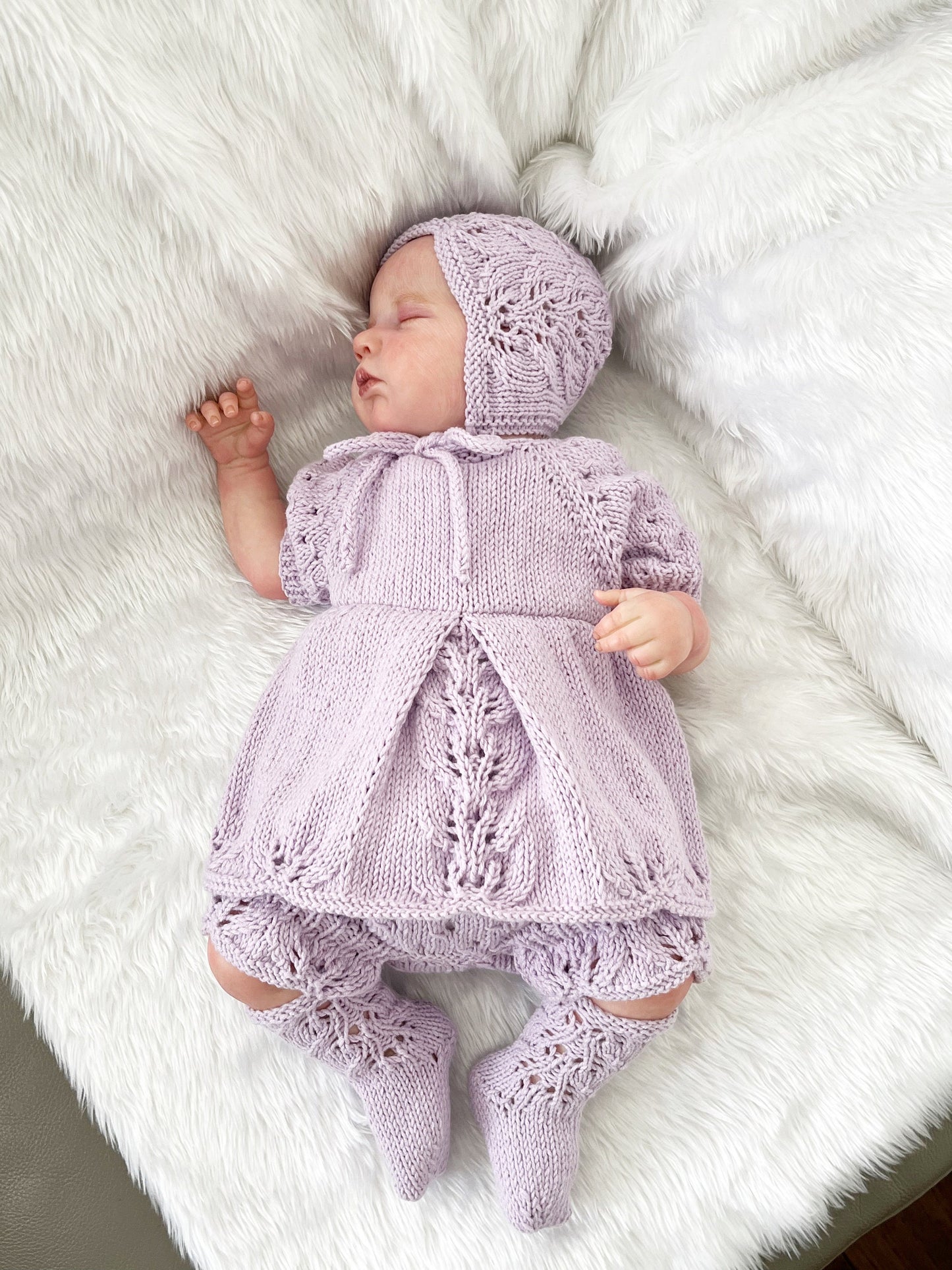 "Matilda” 4 Piece Set Knitting pattern for Reborn doll 16-22” or 0-3 Month Old Baby